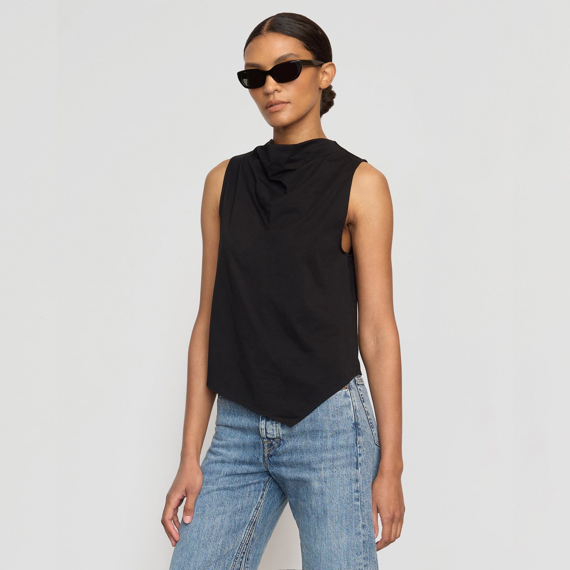 Marjorie Asymmetric Hem T-Shirt for Women - Trendy Casual Tee with Unique Hemline for Everyday Wear & Outfits