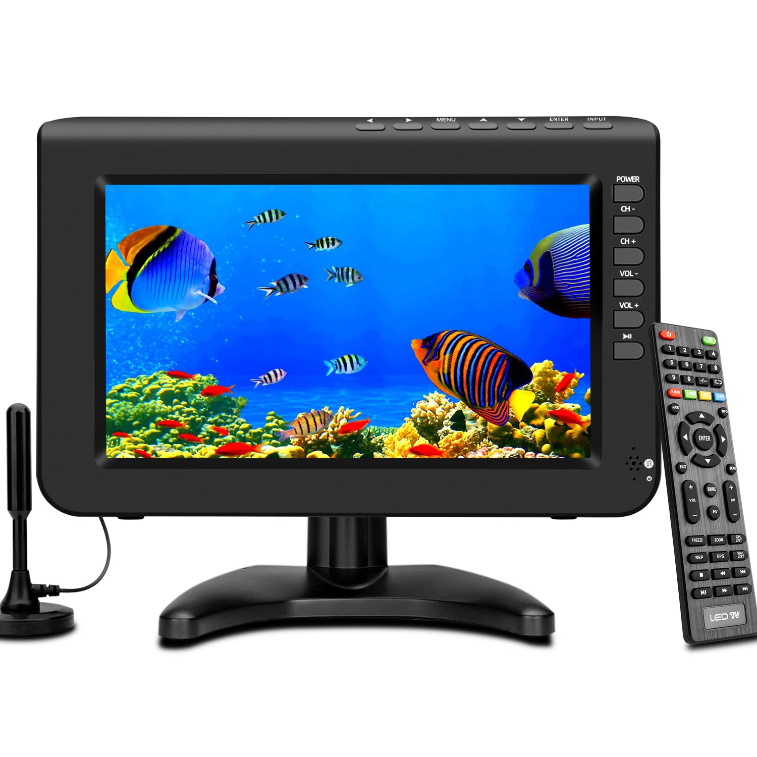 10.1inch Portable TV with 720P HD Screen - Digital ATSC Tuner, HDMI & USB Ports, 12V/AC Power - Perfect for Caravan, Kitchen, Camping & Travel | Battery-Powered Mini TV with Antenna