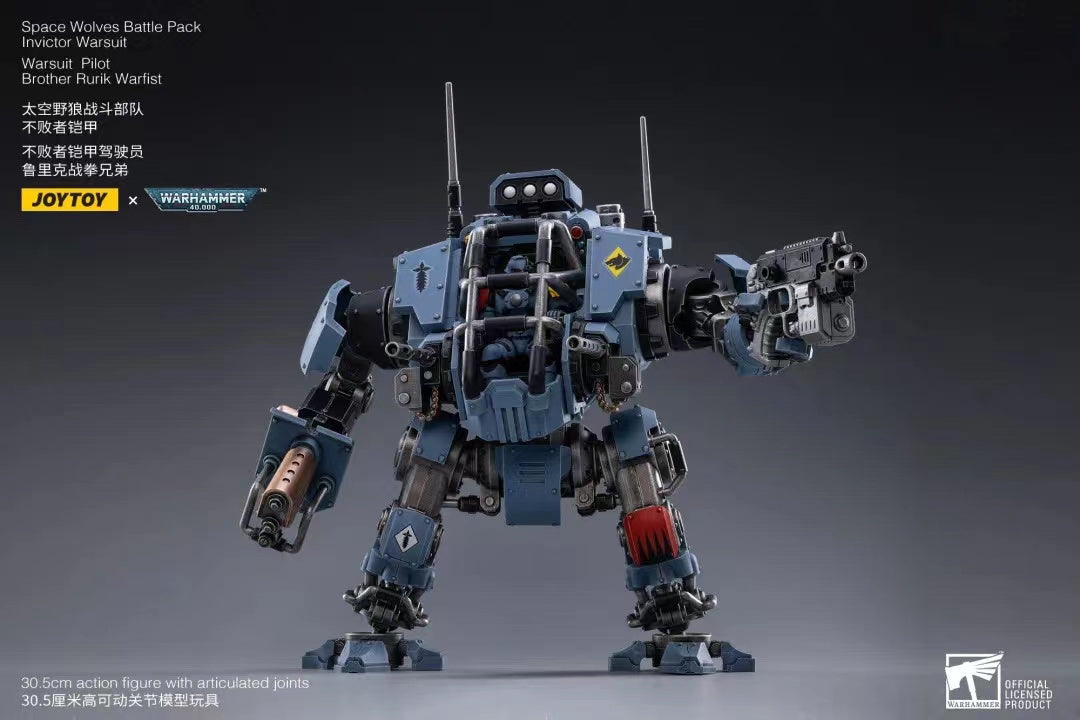 JOYTOY 1/18 Scale Warhammer 40K Space Wolves Invictor Warsuit Action Figure - Collectible Battle Pack for Tabletop Gaming & Display