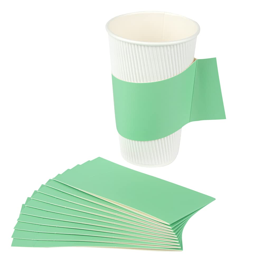 Disposable Hot Coffee Cup Sleeves with Handle - 1000 Pack Mint Green Paper Cup Jackets for 12oz, 16oz, 20oz Cups | Restaurantware for Coffee Shops, Cafes & Takeout Services (Cups Sold Separately)