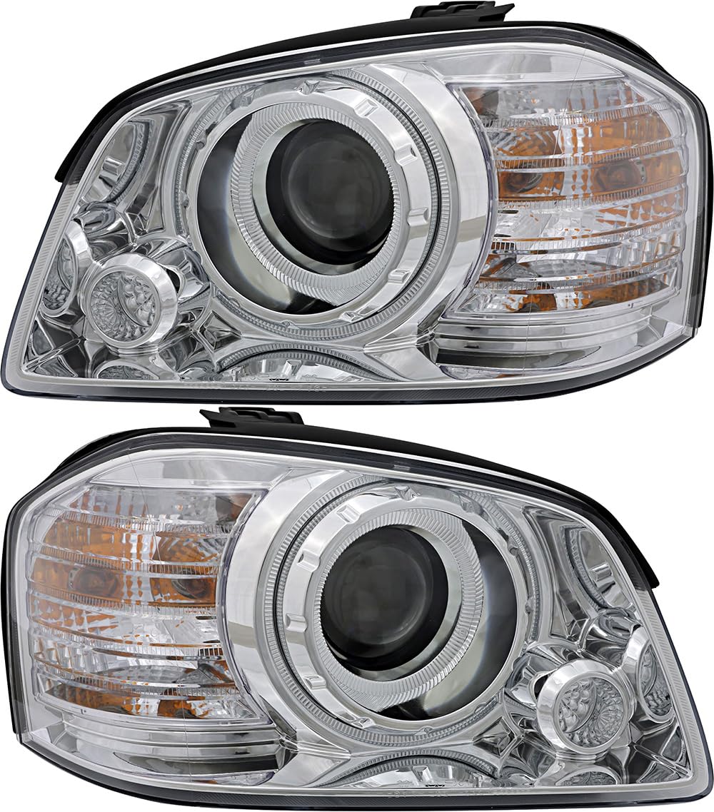 Kia Optima/Magentis 2005-2006 Halogen Headlight Assembly Set - Driver & Passenger Side Replacement Lamps - Perfect for Night Driving & Foggy Conditions