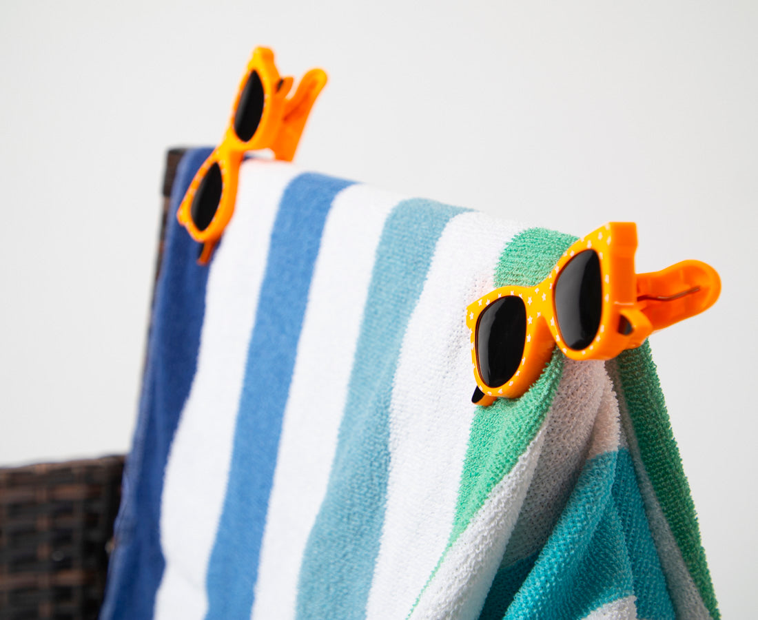 Beach Towel Clips with Sunglasses Holder - Secure Your Towel & Shades at the Beach, Pool, or Outdoor Activities