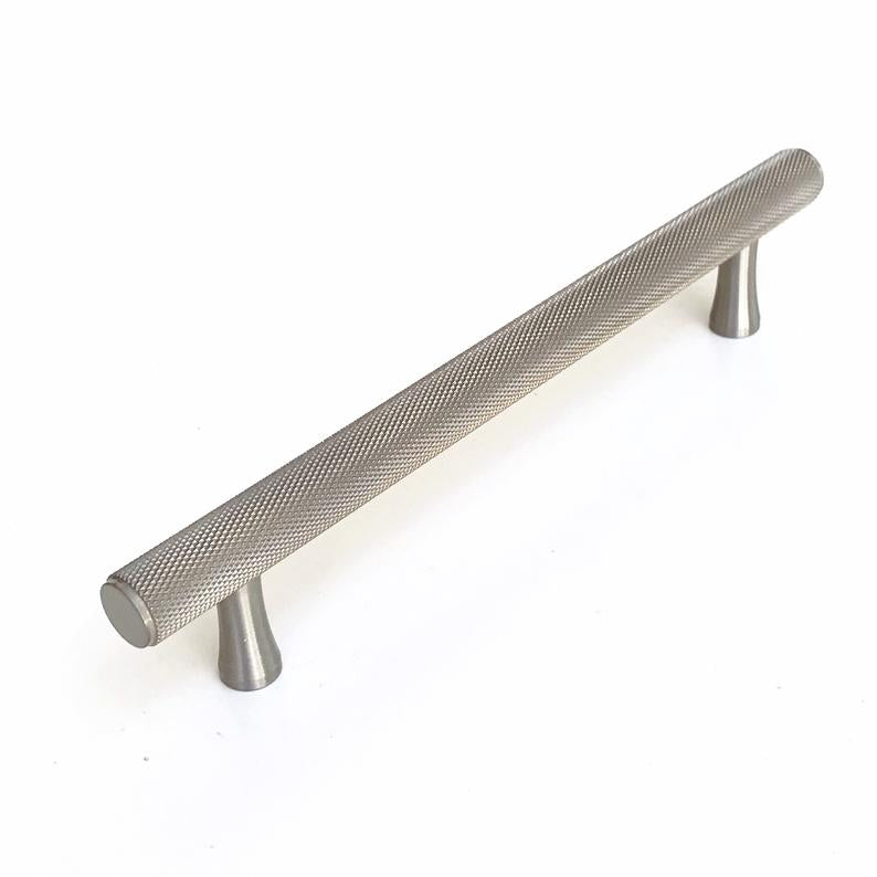 Brushed Nickel Solid Texture Knurled Drawer Pulls and Knobs - Premium Cabinet Hardware for Kitchen, Bathroom & Furniture (Set of 10) - Easy Installation & Modern Home Decor Upgrade