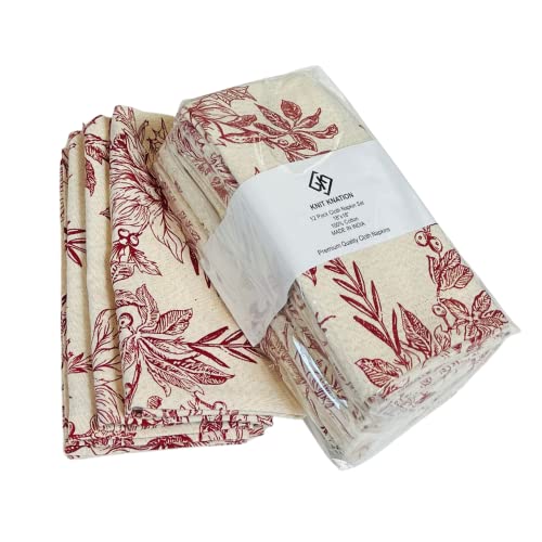 Red Floral on Beige