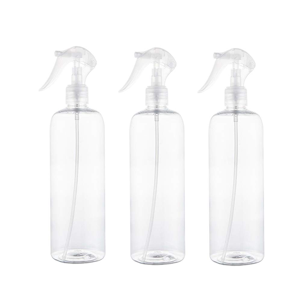 Hemoton 3-Pack 500ml Empty Plastic Spray Bottles with Fine Mist Nozzle - Clear Refillable Water Sprayer for Hair, Plants, Skincare & Home Cleaning | Perfect for Misting Plants, Styling Hair, Applying Toner & Household Cleaning