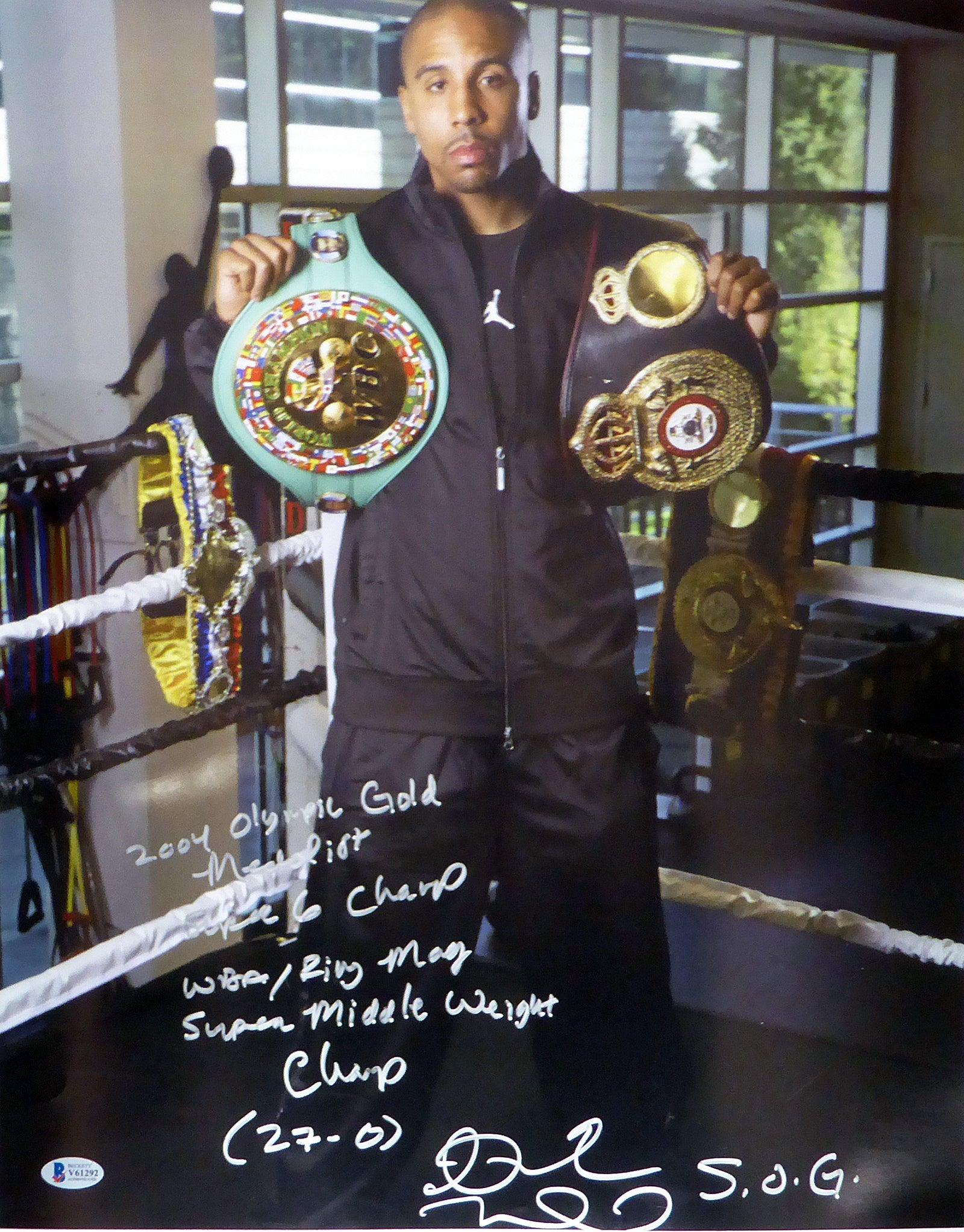 Andre Ward Autographed 16x20 Photo - 2004 Olympic Gold Medalist, Super 6 Champion, WBA/Ring Magazine Super Middleweight Champ (27-0 Record) - Beckett BAS Certified #V61292 - Perfect for Boxing Memorabilia Collectors and Sports Fans Display