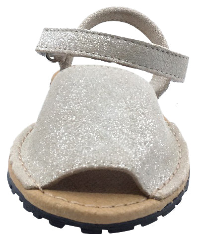 Stylish Girl's Menorquina Sandals in Beige Shimmer - Perfect for Summer Beach Outings & Casual Wear