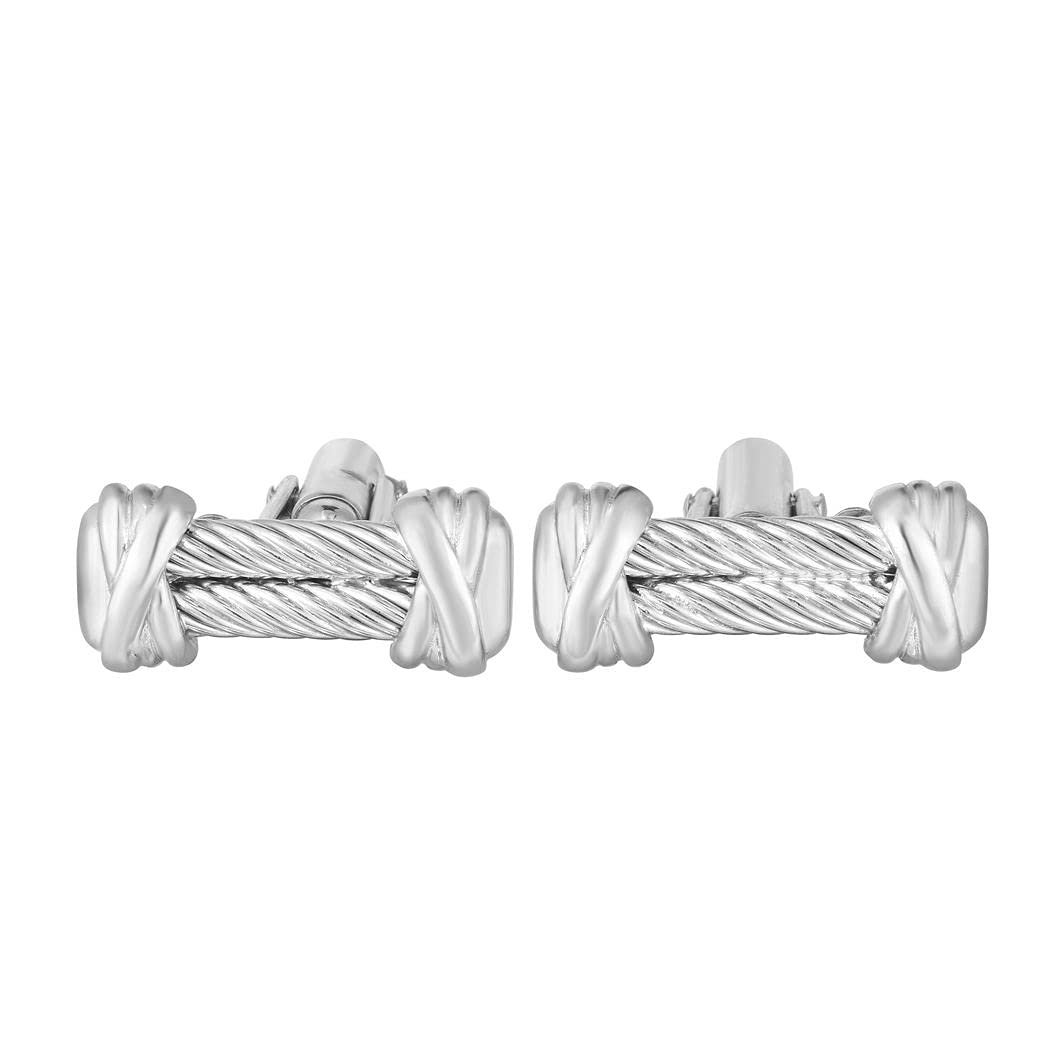 Sparkle Cut Italian Cable Cuff Bracelet for Men - Textured Link Jewelry Gift for Him - Perfect for Weddings, Anniversaries & Special Occasions