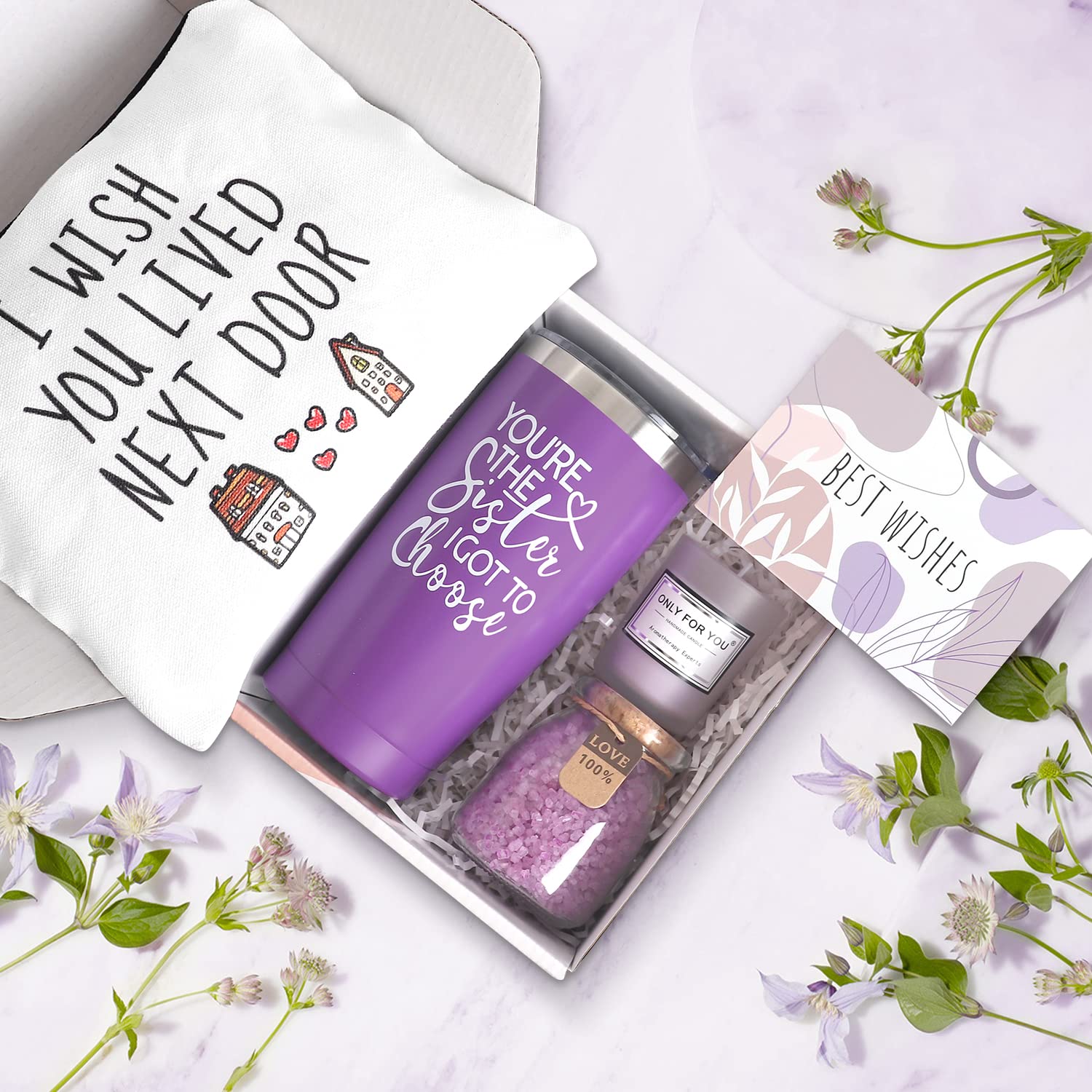 Best Friend Birthday Gifts for Women - Unique Spa Gift Basket for Her, Sister, Bestie | Relaxation Self-Care Present | Perfect for Birthdays, Anniversaries & Galentine's Day (Purple)