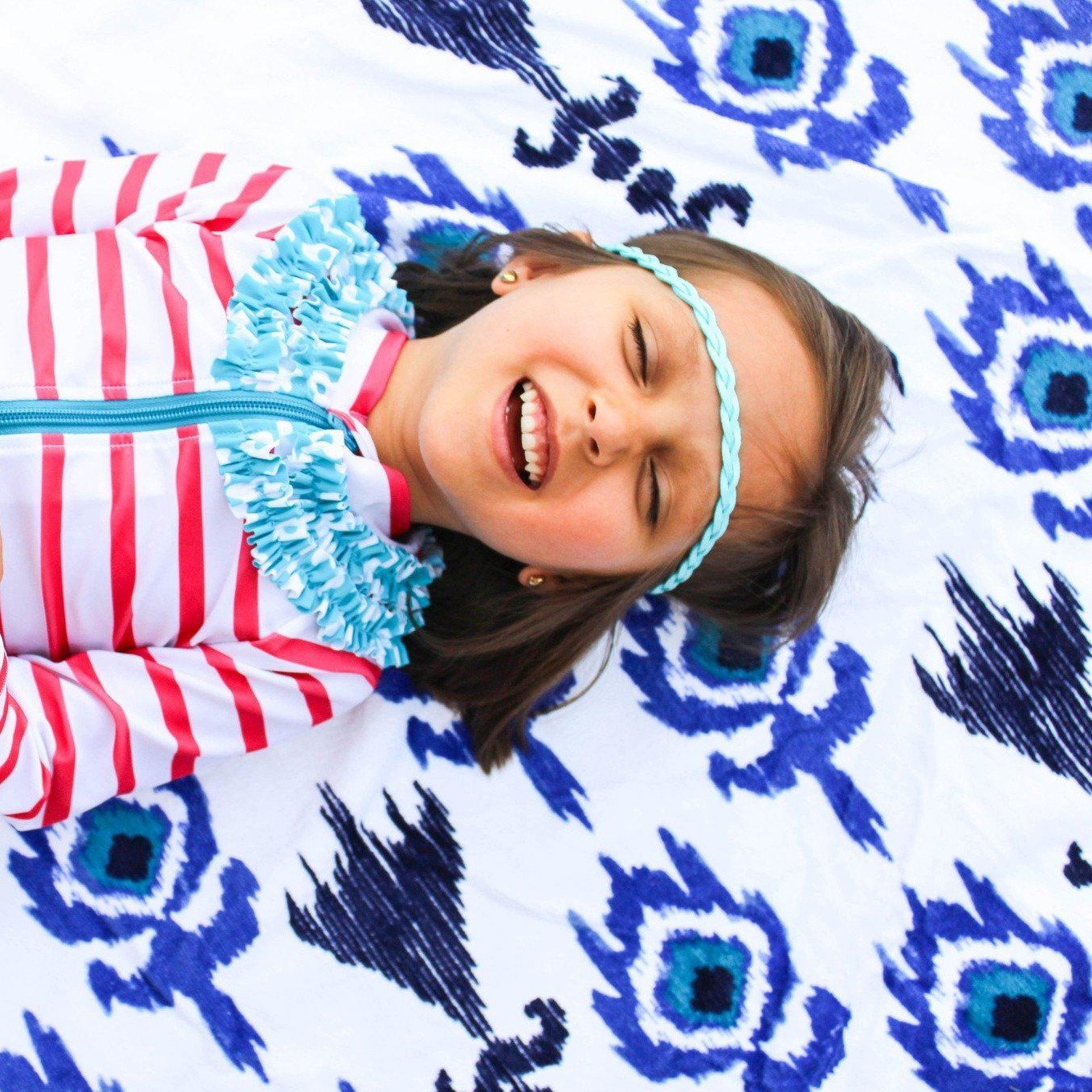 Premium Round Blue and White Beach Towel - Soft, Absorbent & Quick-Drying | Globe Trotter Collection | Perfect for Pool, Beach, Travel & Outdoor Activities
