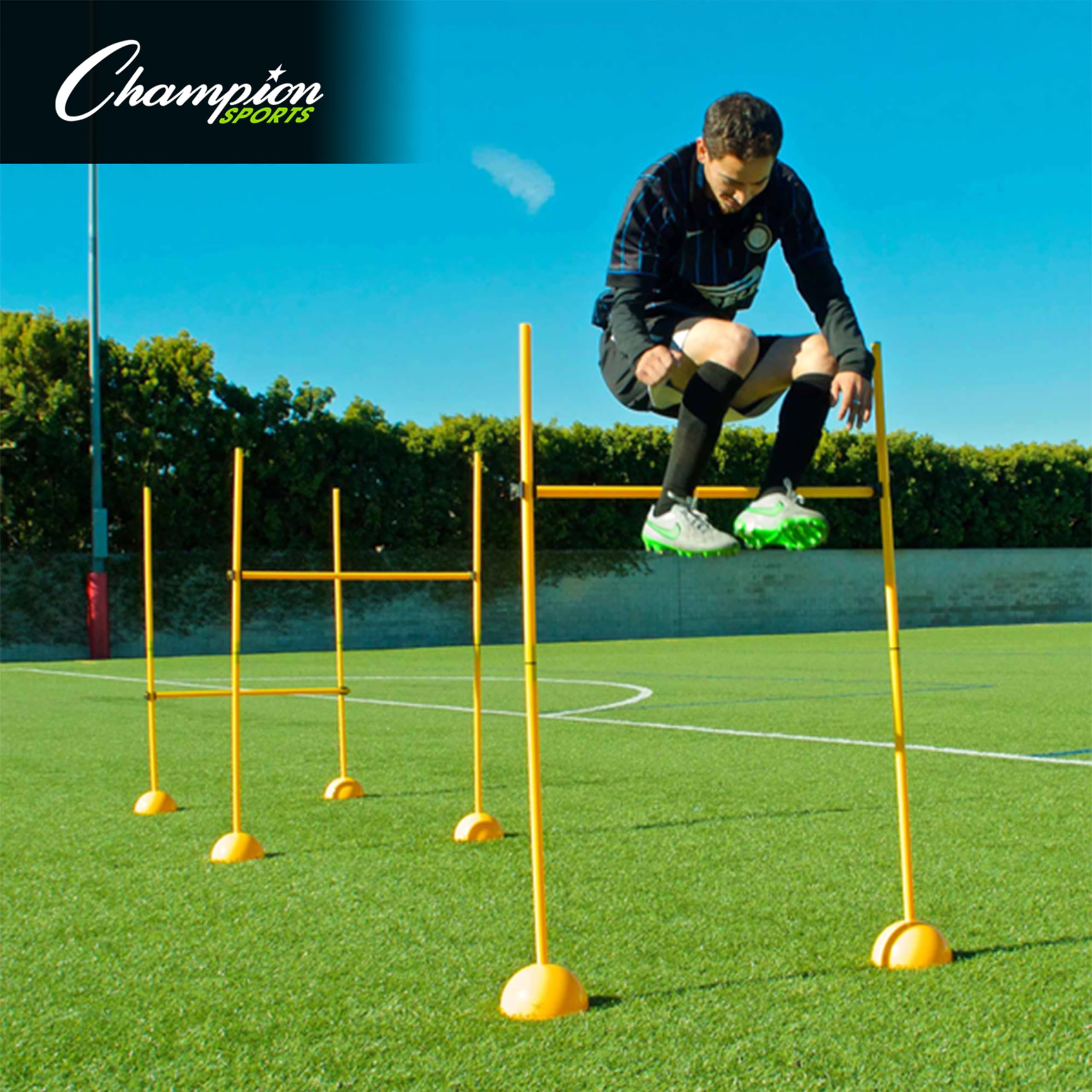 Champion Sports Agility Hurdle Set - Adjustable Training Equipment for Speed & Agility Drills - Perfect for Football, Soccer, Track & Field Practice (Yellow)
