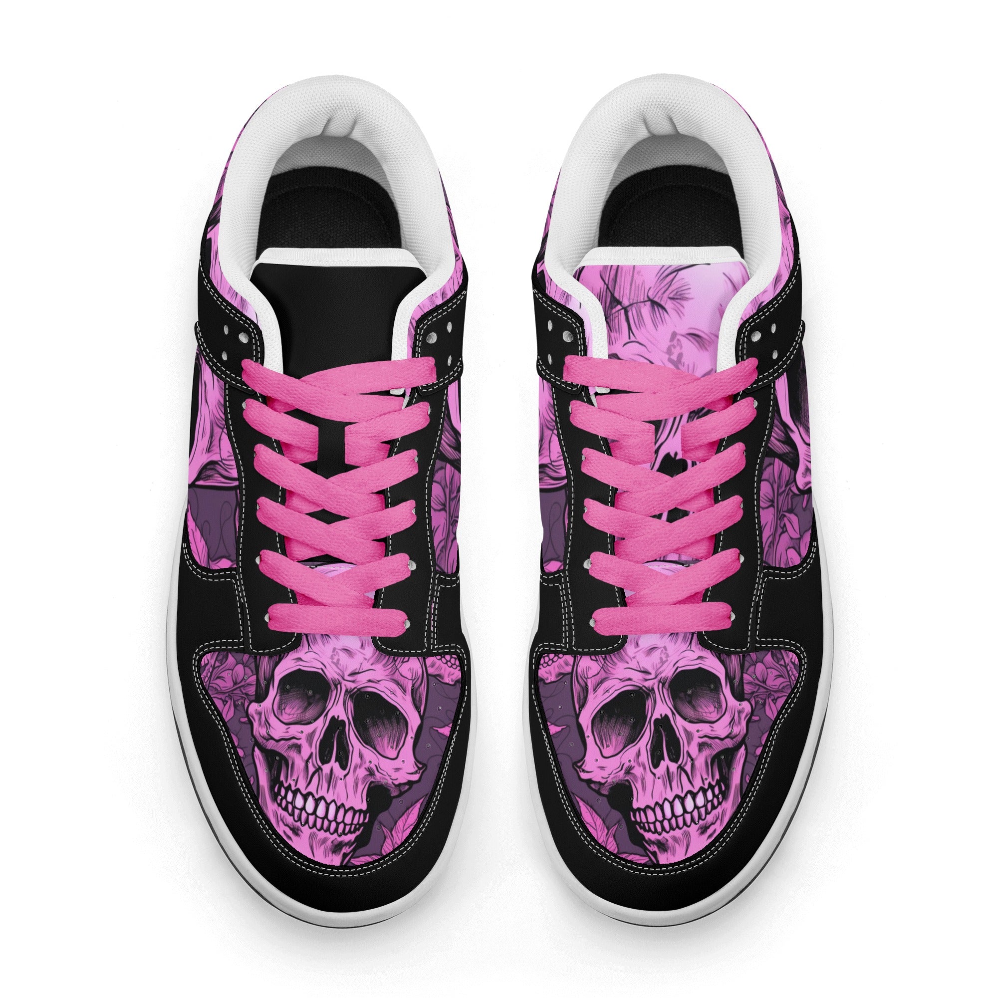 Pink Skull Dunk Low Top Leather Sneakers for Women - Stylish & Comfortable Skate Shoes for Casual Wear, Street Fashion & Sneaker Collectors