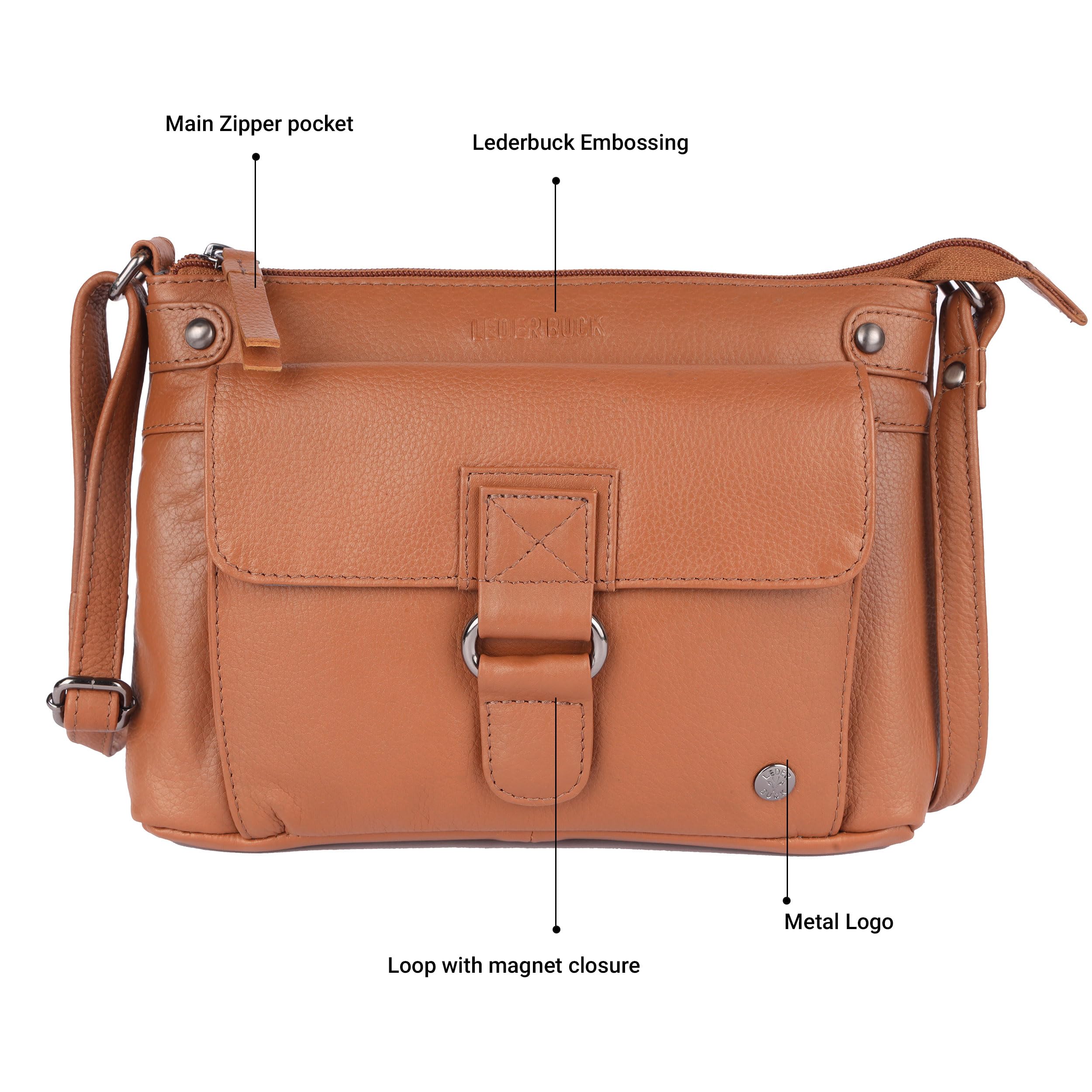 Lucy Small Soft Leather Crossbody Handbag for Women - Stylish & Lightweight Purse for Everyday Use, Travel & Date Night
