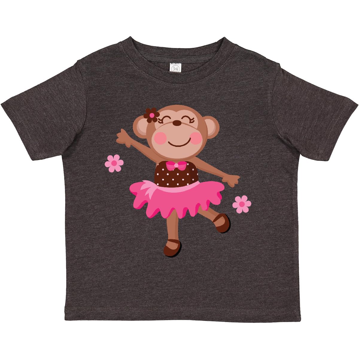 Inktastic Ballerina Dance Monkey Toddler T-Shirt - Cute Ballet & Animal Print Tee for Kids - Perfect for Dance Classes, Playdates & Casual Wear