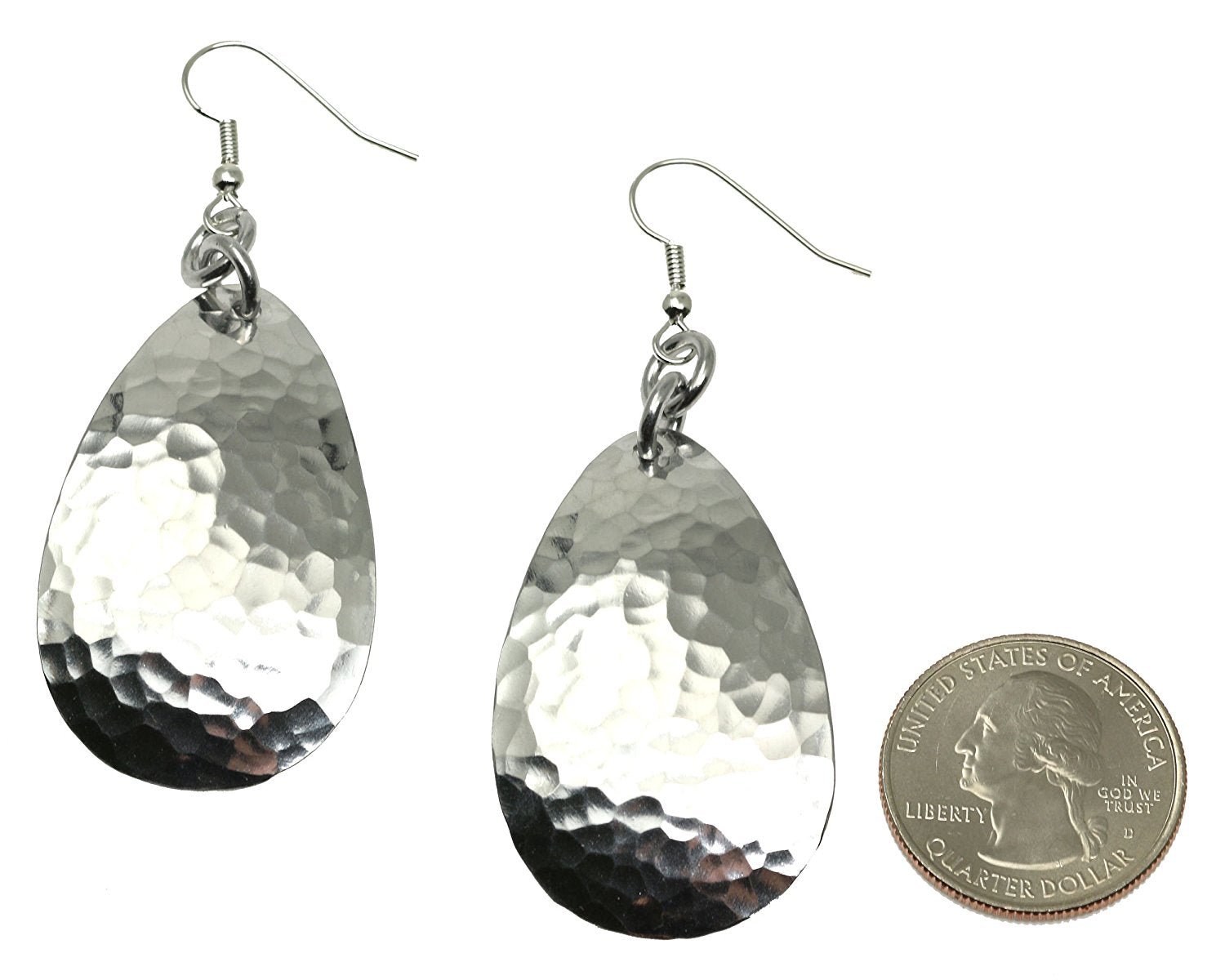 Handmade Large Hammered Aluminum Tear Drop Earrings for Women - Boho Chic Dangle Earrings for Party, Wedding & Everyday Wear