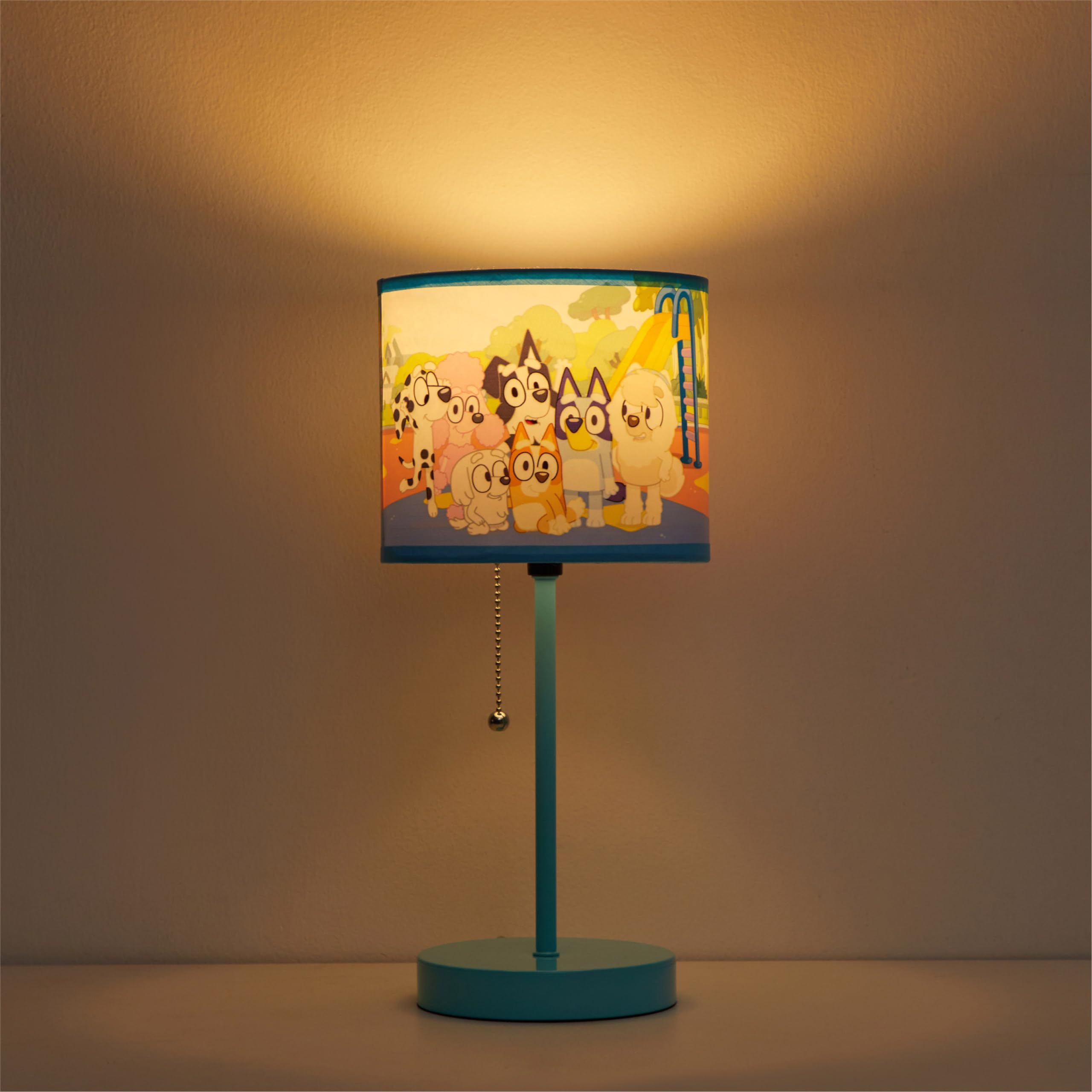 Bluey Printed Kids Table Lamp with Pull Chain - Fun Night Light for Bedroom, Nursery & Playroom - Perfect Gift for Bluey Fans
