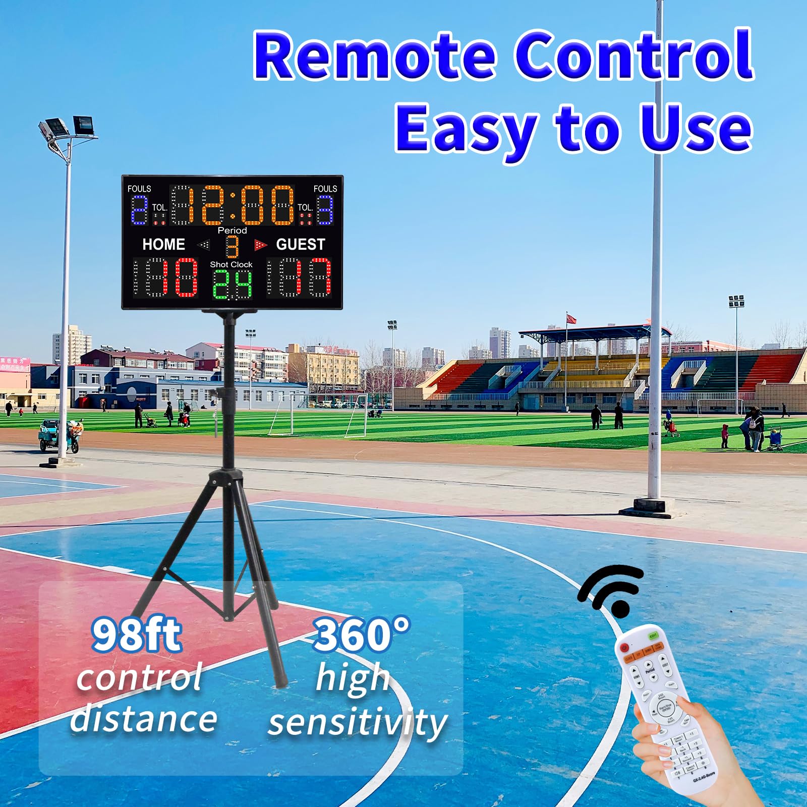 Upgraded Digital Basketball Scoreboard with Shot Clock (12/14/24/30/25/60 Seconds) - Remote Control, Thickened Design, Battery Powered for Indoor & Outdoor Courts - Perfect for Games, Tournaments & Practice Sessions