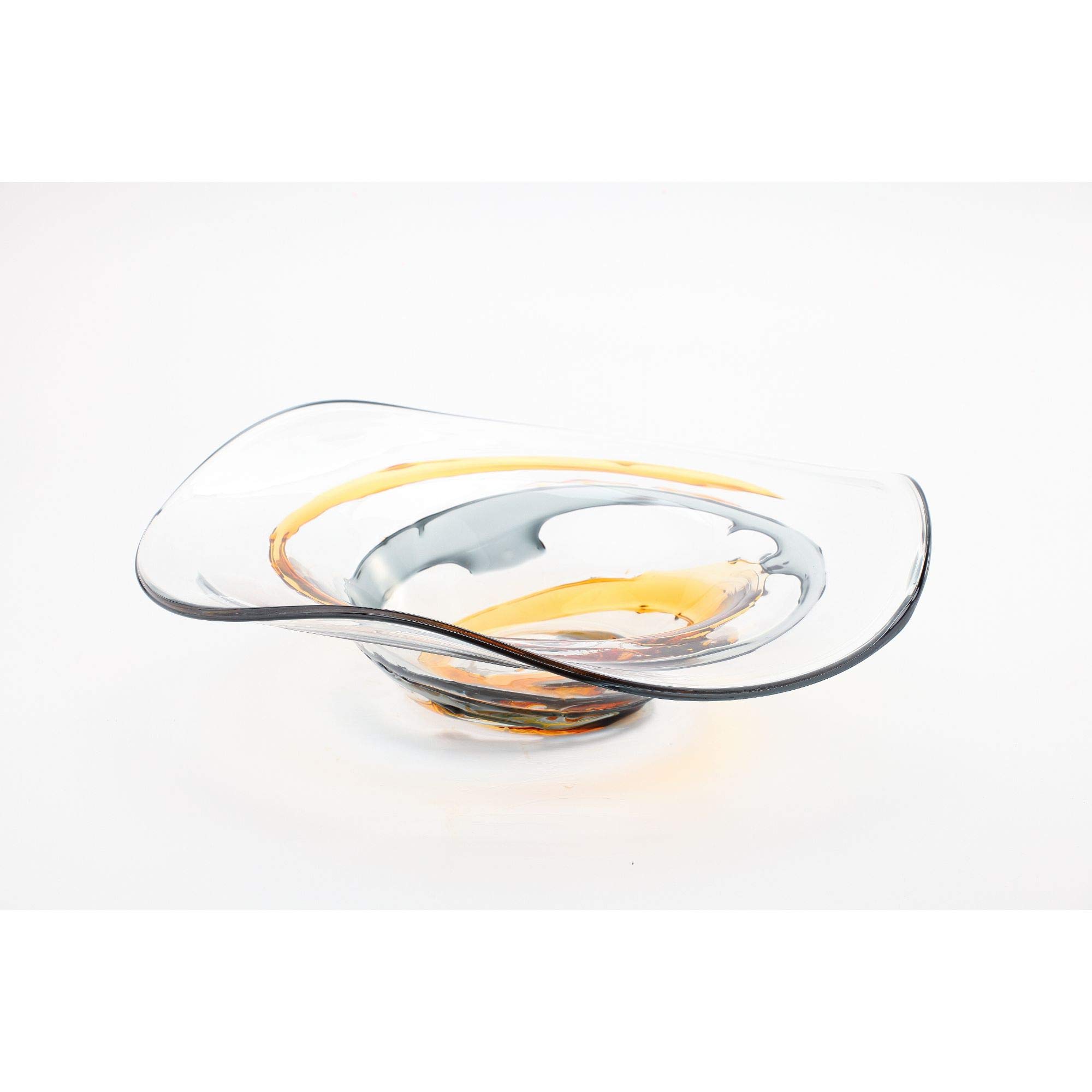Hand Blown Glass Swirled Plate - 15.5