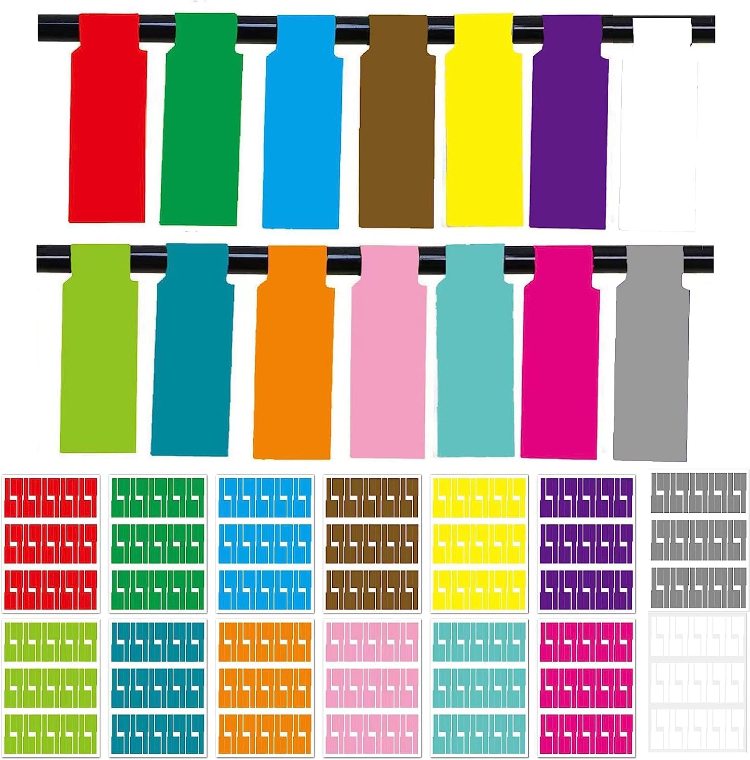 420 Pcs Waterproof Cable Labels - 14 Color Self-Adhesive Wire Tags for Computer & Electronics Organization | Printable for Laser Printers & Handwriting | Perfect for Home Office, Server Room & Data Center Cable Management