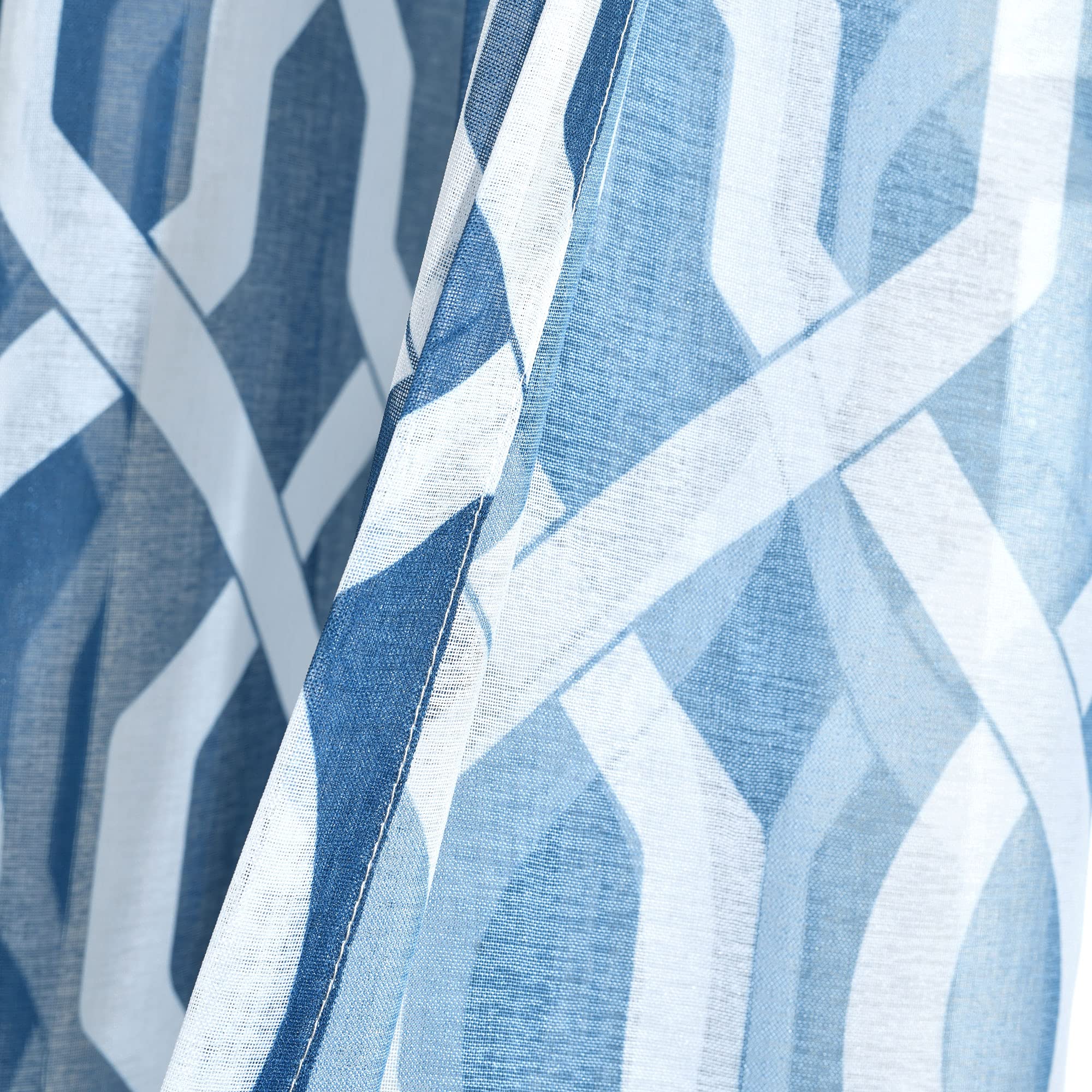 Lush Decor Edward Trellis Sheer Curtains for Living Room, Dining Room, Bedroom - Navy, 52