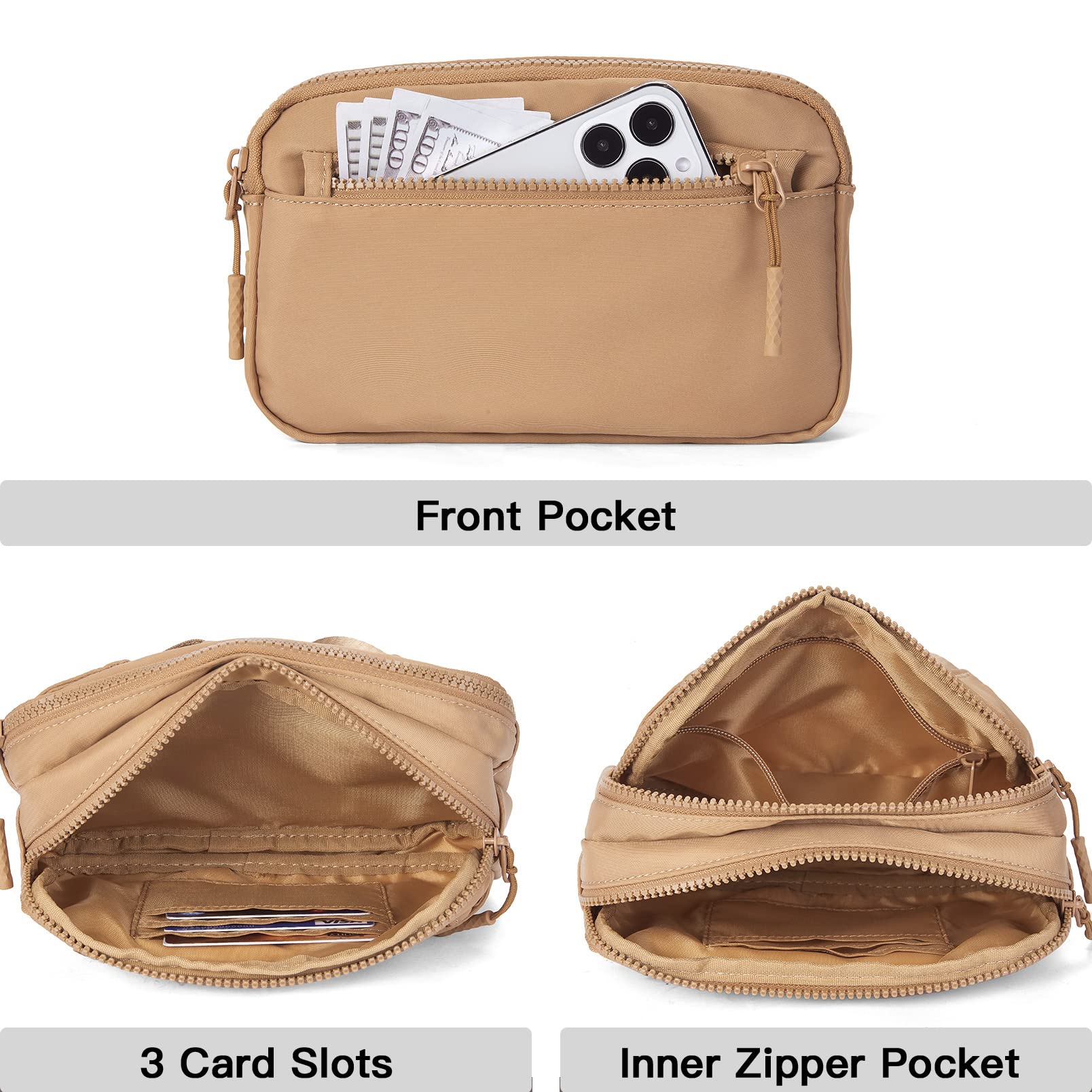Telena Adjustable Fanny Pack for Women & Men - Cross Body Belt Bag with Strap - Fashionable Waist Pack for Travel, Hiking & Daily Use - Brown