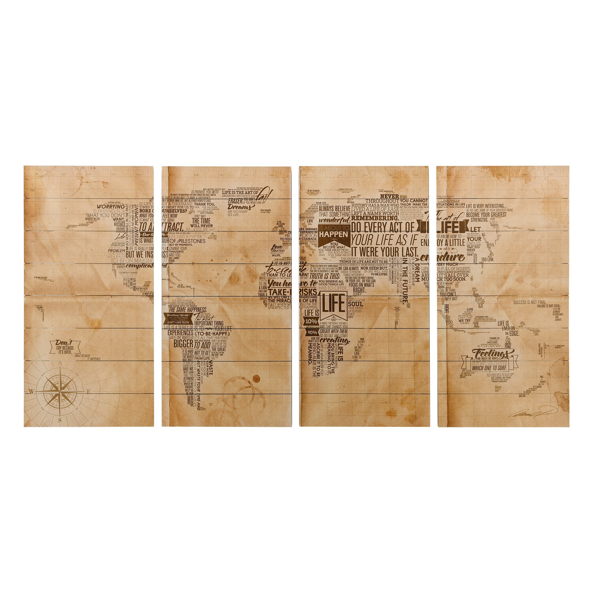 Empire Art Direct World Map Fine Art Giclee Print on Solid Fir Wood Plank - Premium Graphic Wall Decor for Living Room, Office & Home