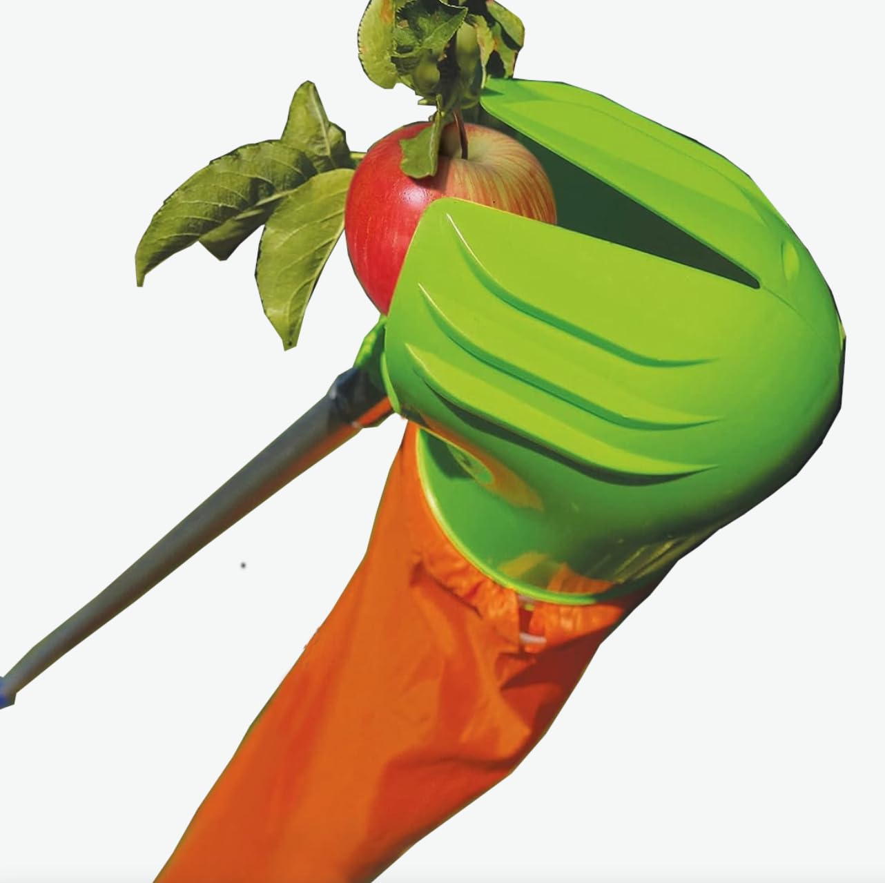 Easy Pickins EP-FH-1 Fruit Picker Basket with Funnel - Lightweight Harvesting Tool for Apples, Pears, Oranges - Perfect for Home Garden, Orchard, and Backyard Fruit Picking (Green)