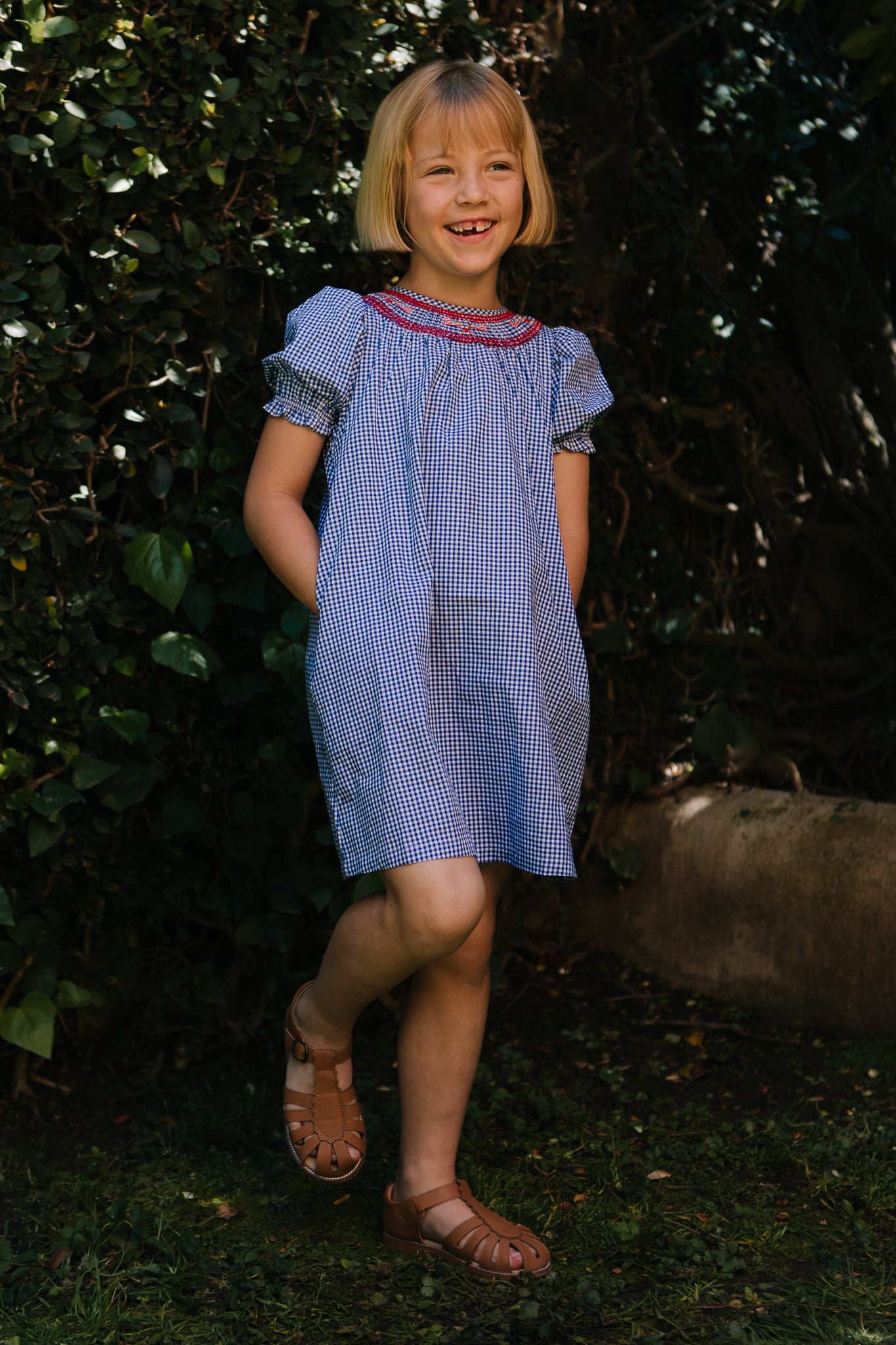 Mini Martha Dress in Blue Gingham - Cute Floral Summer Dress for Women | Perfect for Picnics, Beach Outings & Casual Dates