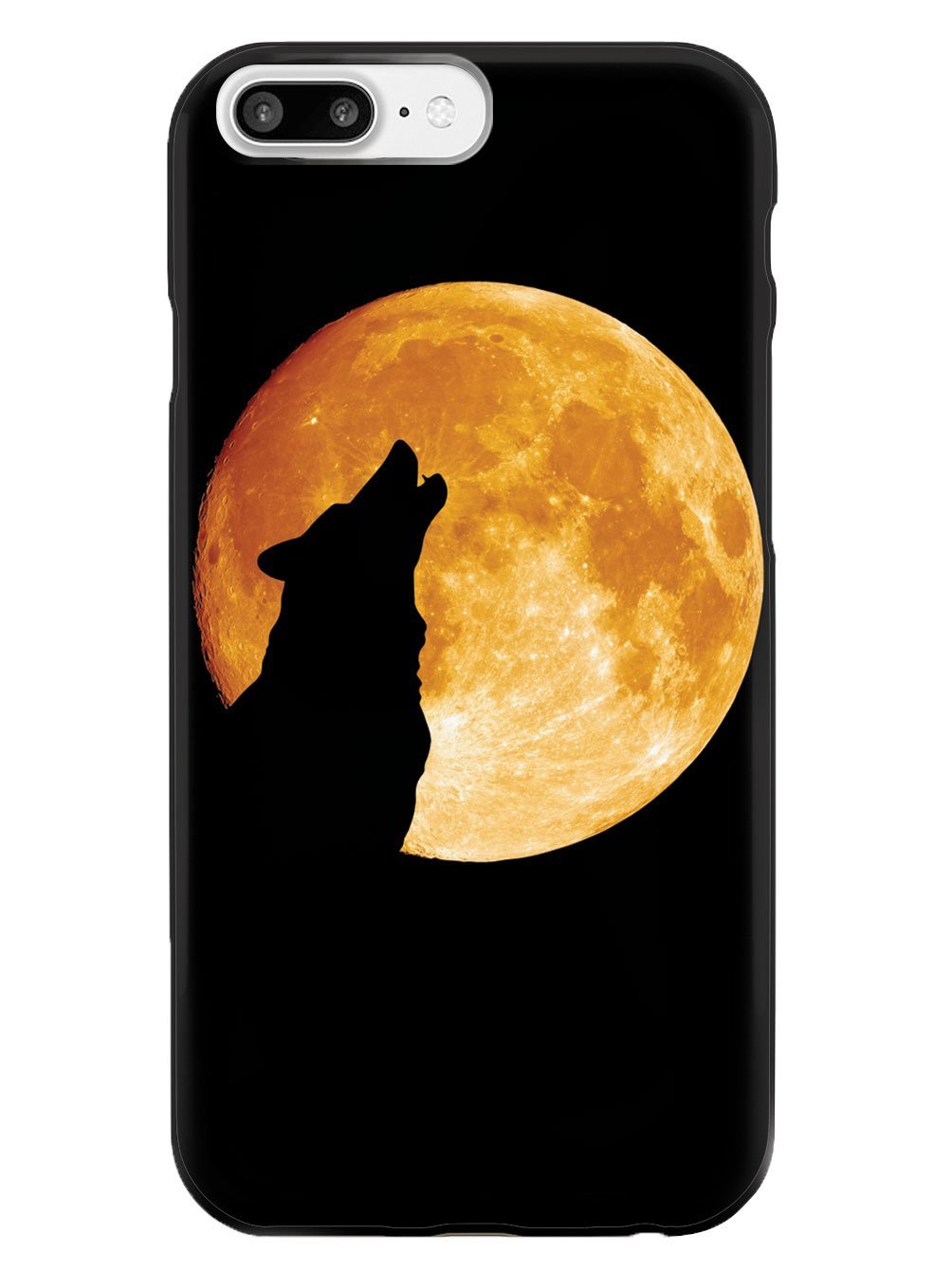 Premium 3D Textured Protective Case for iPhone 7 Plus - Halloween Moon Howling Wolf Design - Shockproof & Scratch Resistant Cover - Perfect for Outdoor Adventures & Halloween Parties