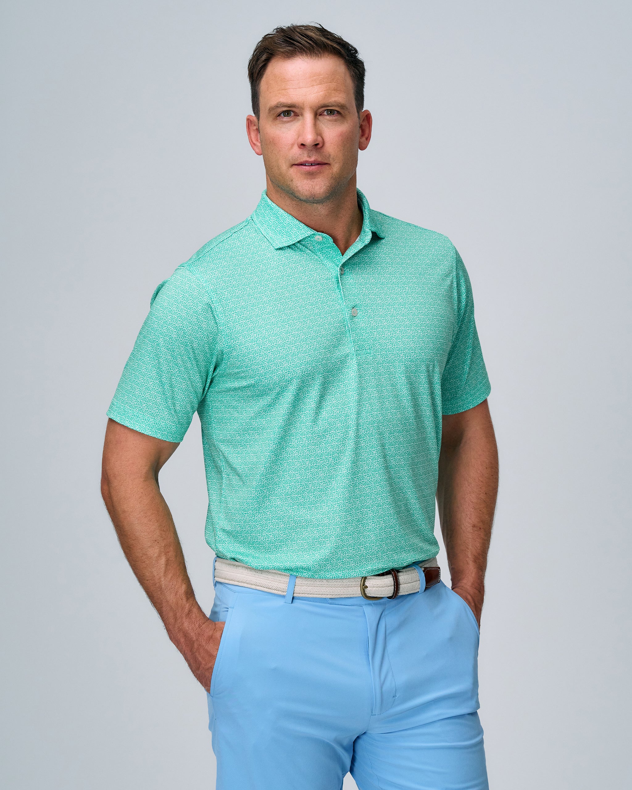 SEACLIFF PRINT POLO Shirt for Men - Stylish Casual Short Sleeve Button Down Shirt - Perfect for Summer, Beach, and Outdoor Activities