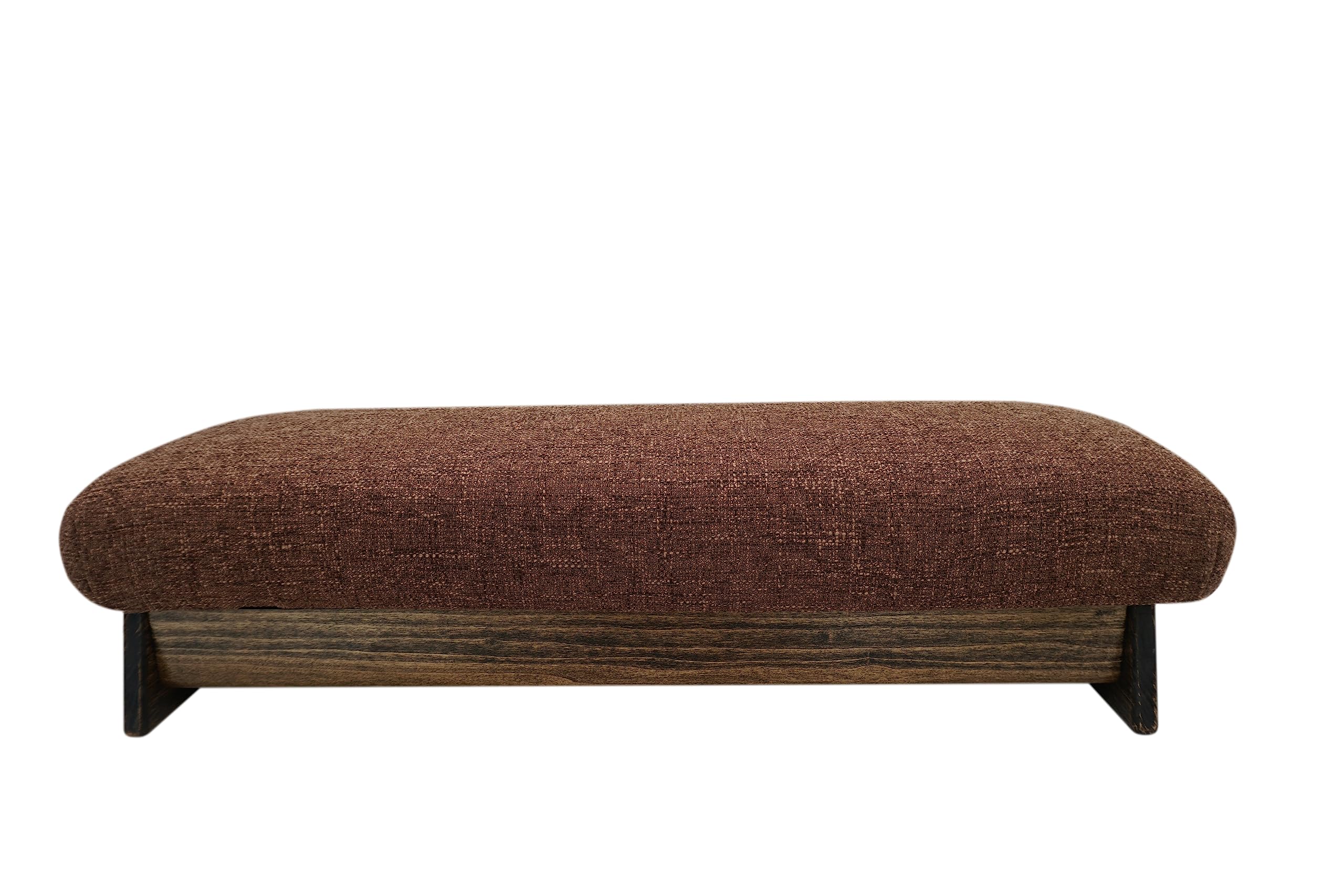 Premium Walnut Stain Stability Bedside Padded Foot Stool - 7