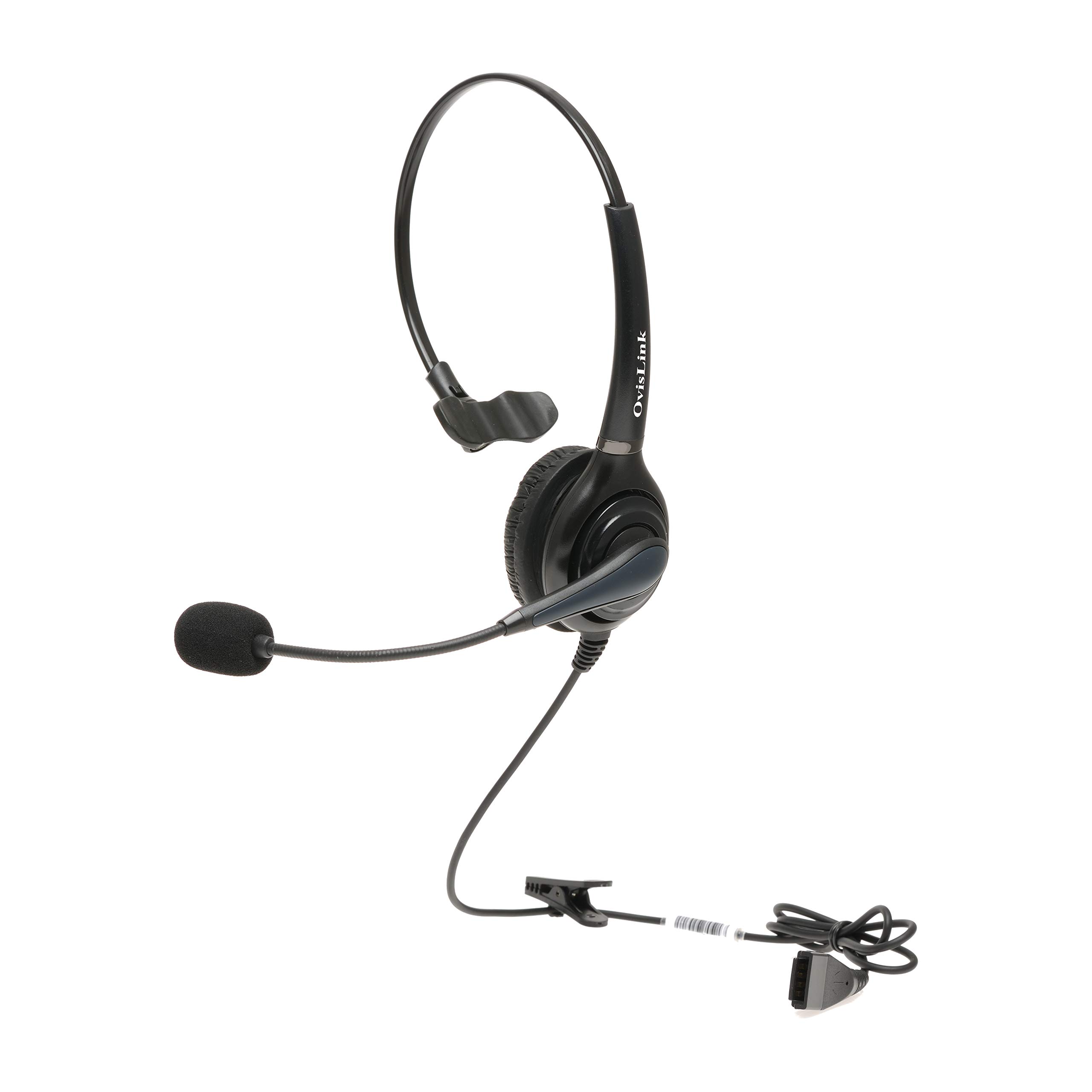 Noise Canceling Call Center Headset with 2 Quick Disconnect Cords - Compatible with Polycom & Allworx IP Phones | Flexible Microphone Boom | HD Voice Quality | Comfortable Ear Cushions | Ideal for Office, Customer Service & Remote Work