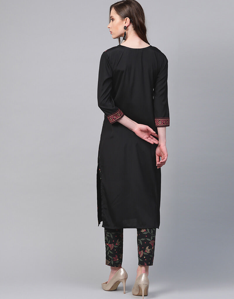 Black Crepe Straight Leg Pants for Women - Comfortable Office Wear & Casual Outfits | Perfect for Work, Travel & Everyday Style