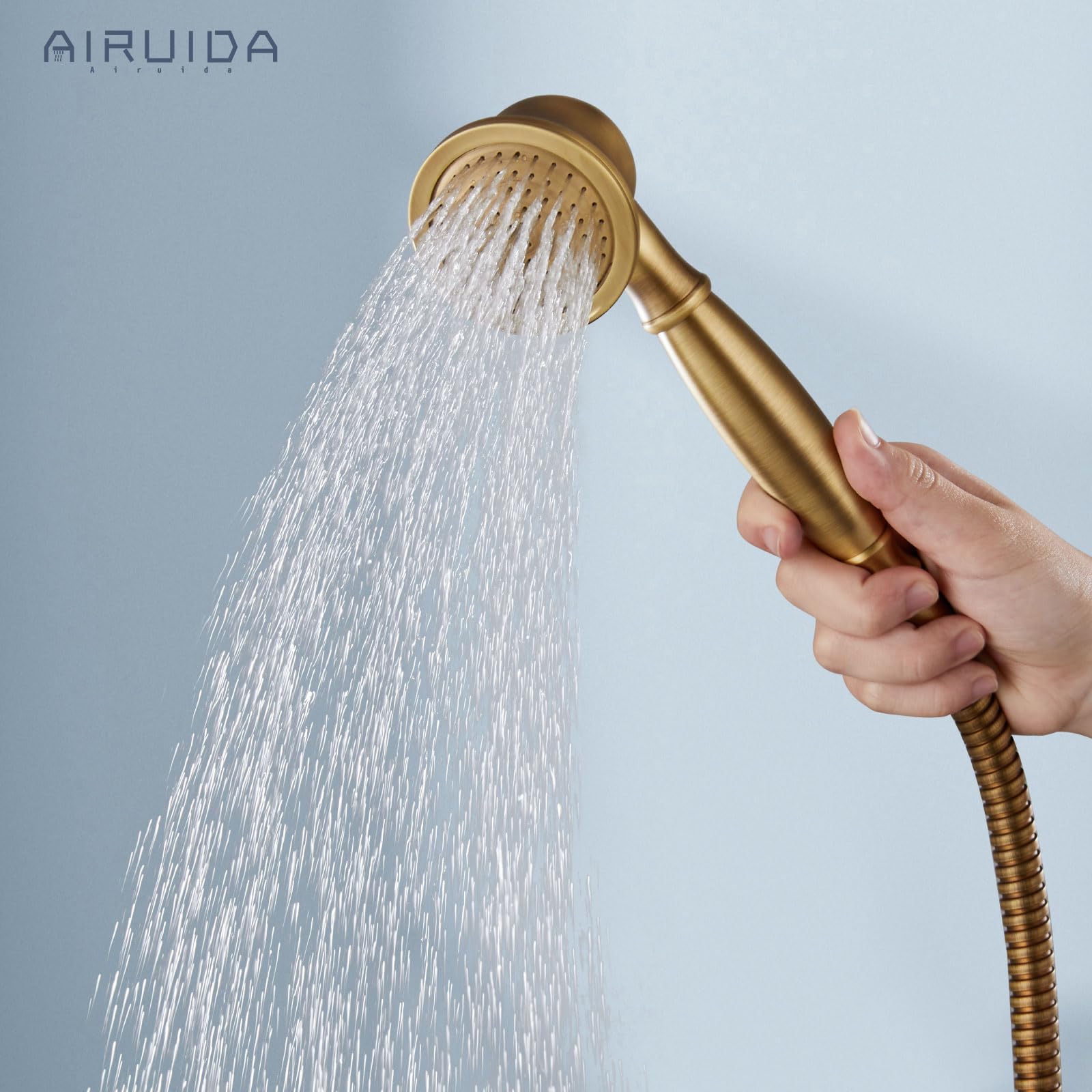 Antique Brass Exposed Pipe Shower System - 8 Inch Rainfall Shower Head with Single Handle Faucet | Adjustable Modern Dual Function Combo Set for Bathroom Remodeling & Spa-Like Shower Experience