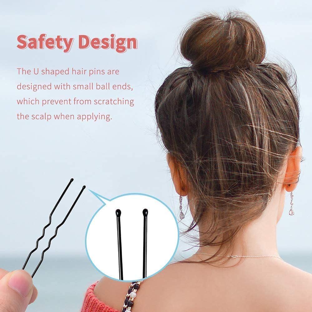 120 Pcs Black U-Shaped Bobby Pins - Small Waved Hair Clips for Women, Salon Grip Barrette Hair Accessories, DIY Hairstyling, Ponytail & Updo Holders (Perfect for Daily Use, Weddings & Special Events)