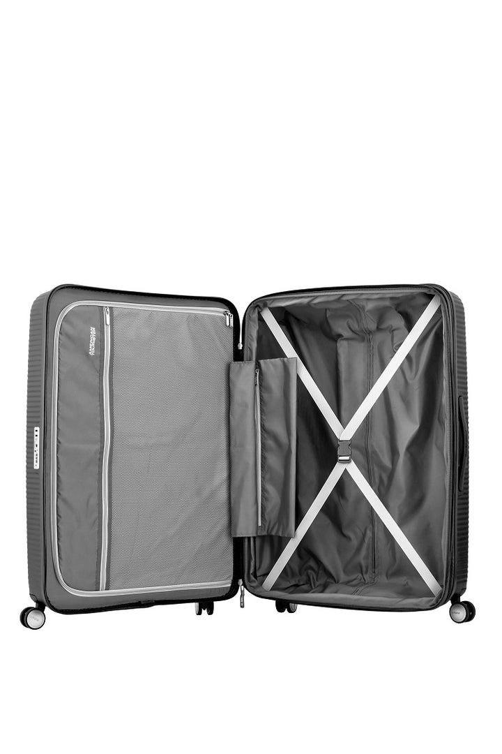 American Tourister Curio 2.0 69cm Medium Check-In Luggage Suitcase - Black | Carry-On Spinner Bag for Business Travel & Vacations
