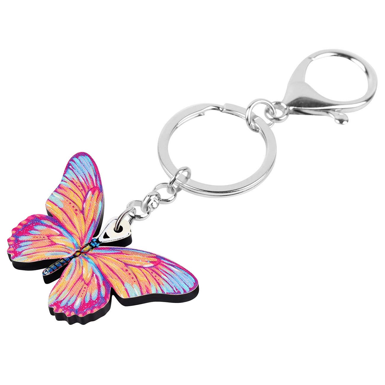 Enamel Metal Butterfly Keychain Rings for Women & Girls - Stylish Car, Purse & Bag Charms - Elegant Purple Pendant for Everyday Use & Gifts