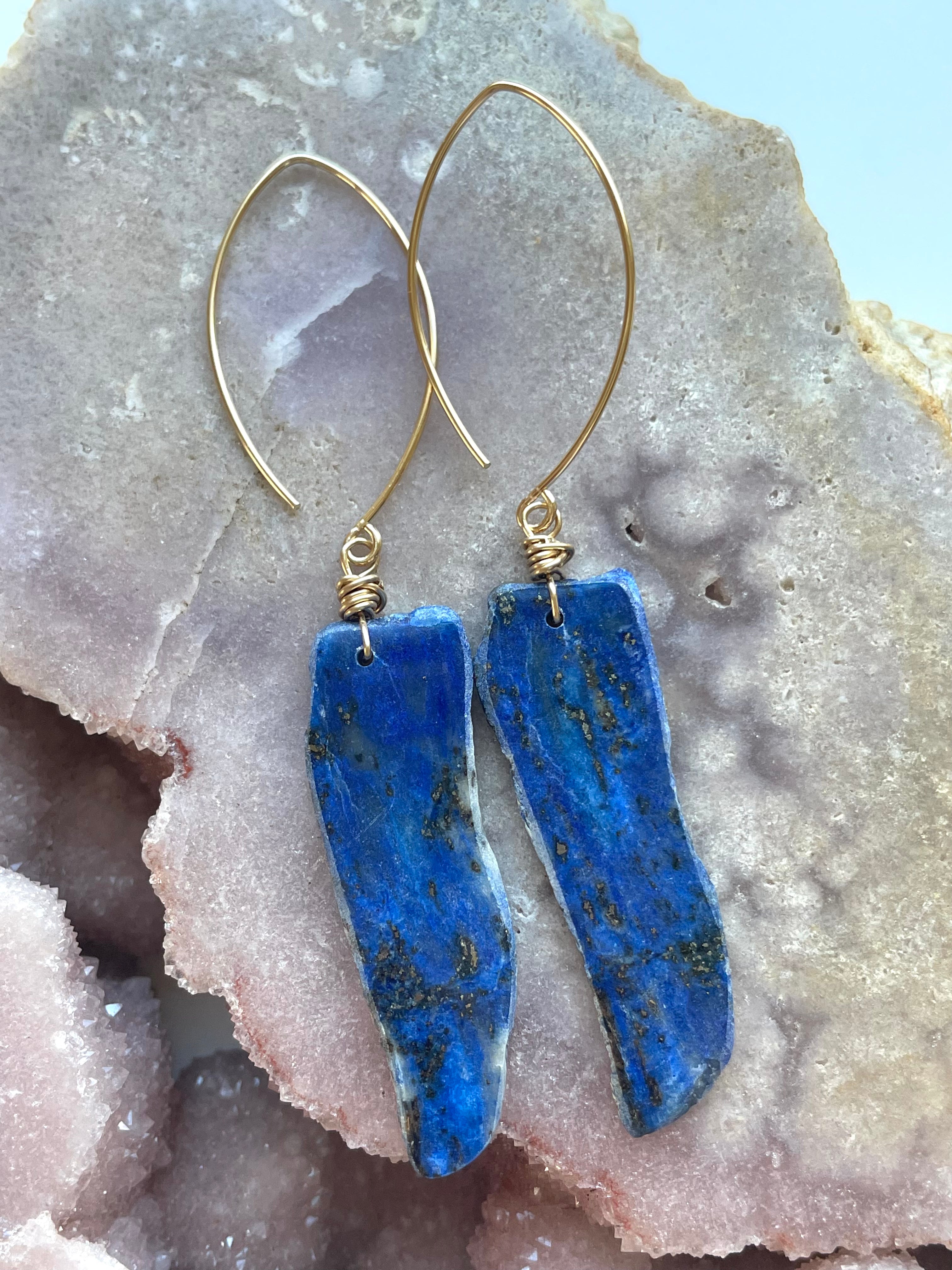 Lapis Lazuli Statement Earrings - 14K Gold Filled Dangle Earrings for Women | Elegant Jewelry Gift for Birthday, Anniversary & Special Occasions