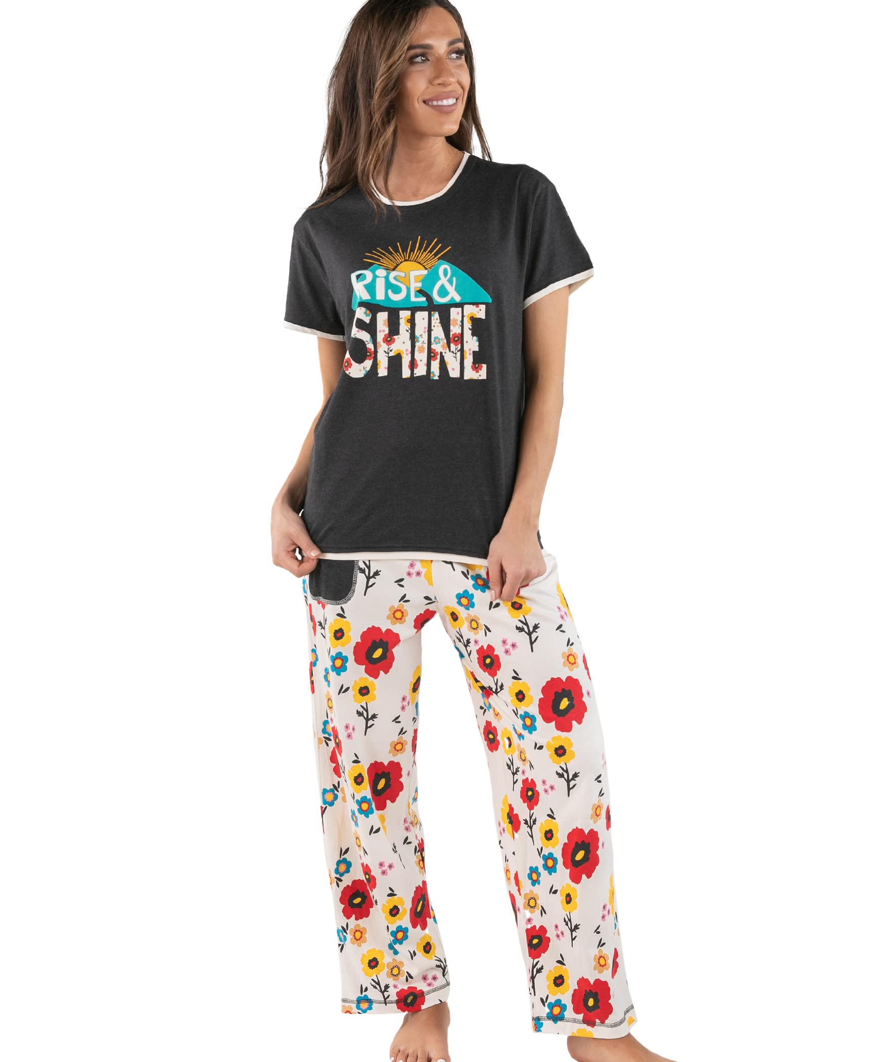 Lazy One Women's Short Sleeve Pajama Set - Cute Printed Sleepwear, Soft & Comfortable Relaxed Fit Pjs for Lounge, Sleep & Relaxation at Home
