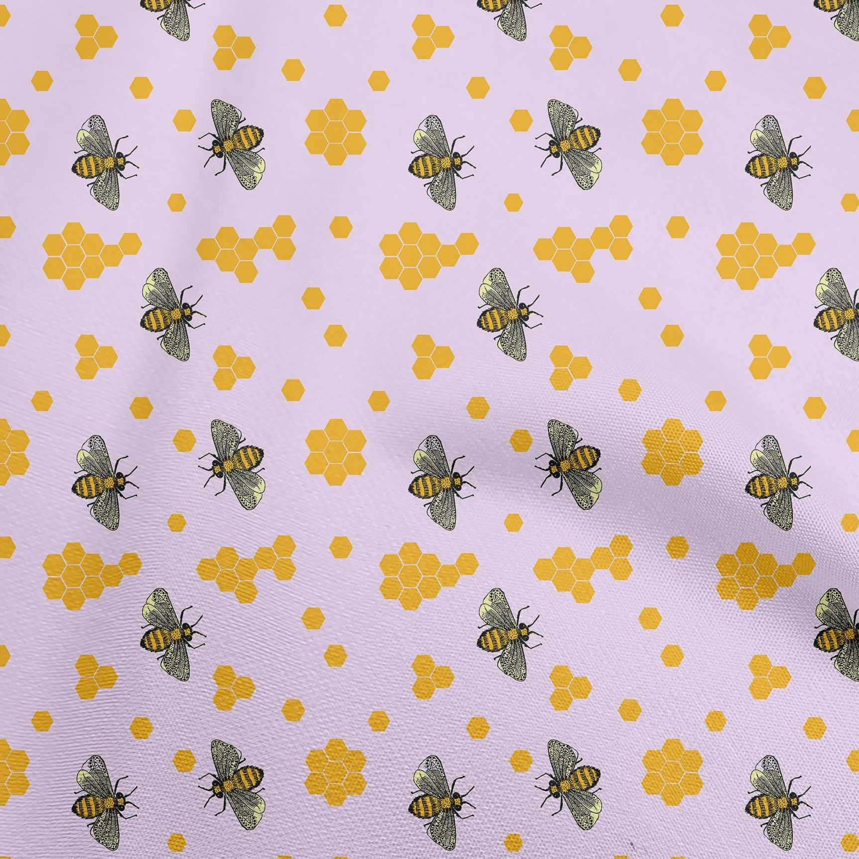 oneOone Viscose Chiffon Fabric - Light Pink Honey Bee Print Dress Material, 42 Inches Wide by The Yard | Perfect for Summer Dresses, DIY Sewing Projects & Boho Fashion