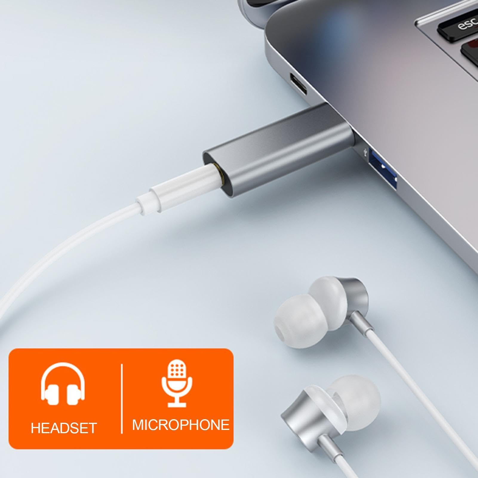 USB External Sound Card with 3.5mm Headphone Jack - Plug & Play Audio Adapter for Gaming Headsets (Perfect for League of Legends, PC Gaming & Online Meetings)