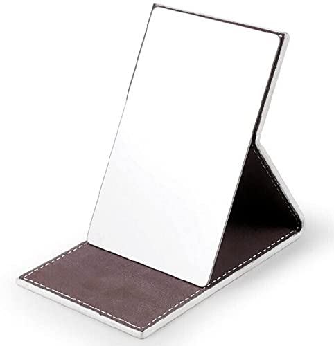 Shatterproof Stainless Steel Ultrathin Folding Travel Mirror - Compact Makeup Mirror with PU Leather Case for Women & Men - Perfect for Travel, Camping, Emergency Signaling & Daily Use at Home, Office or Gym
