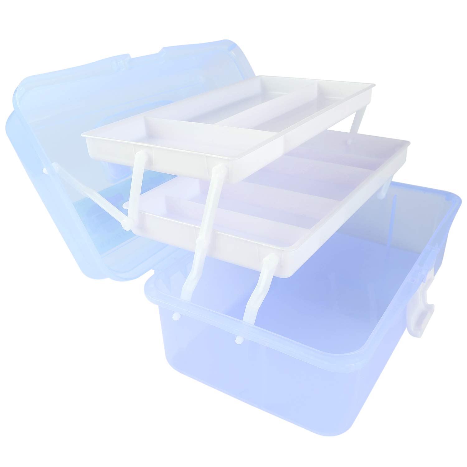 3-Tier Plastic Craft Caddy Box with Cantilever Design - Organizer for Pencils, Paints, Pastels & Art Supplies | Perfect for Artists, Students & DIY Craft Storage
