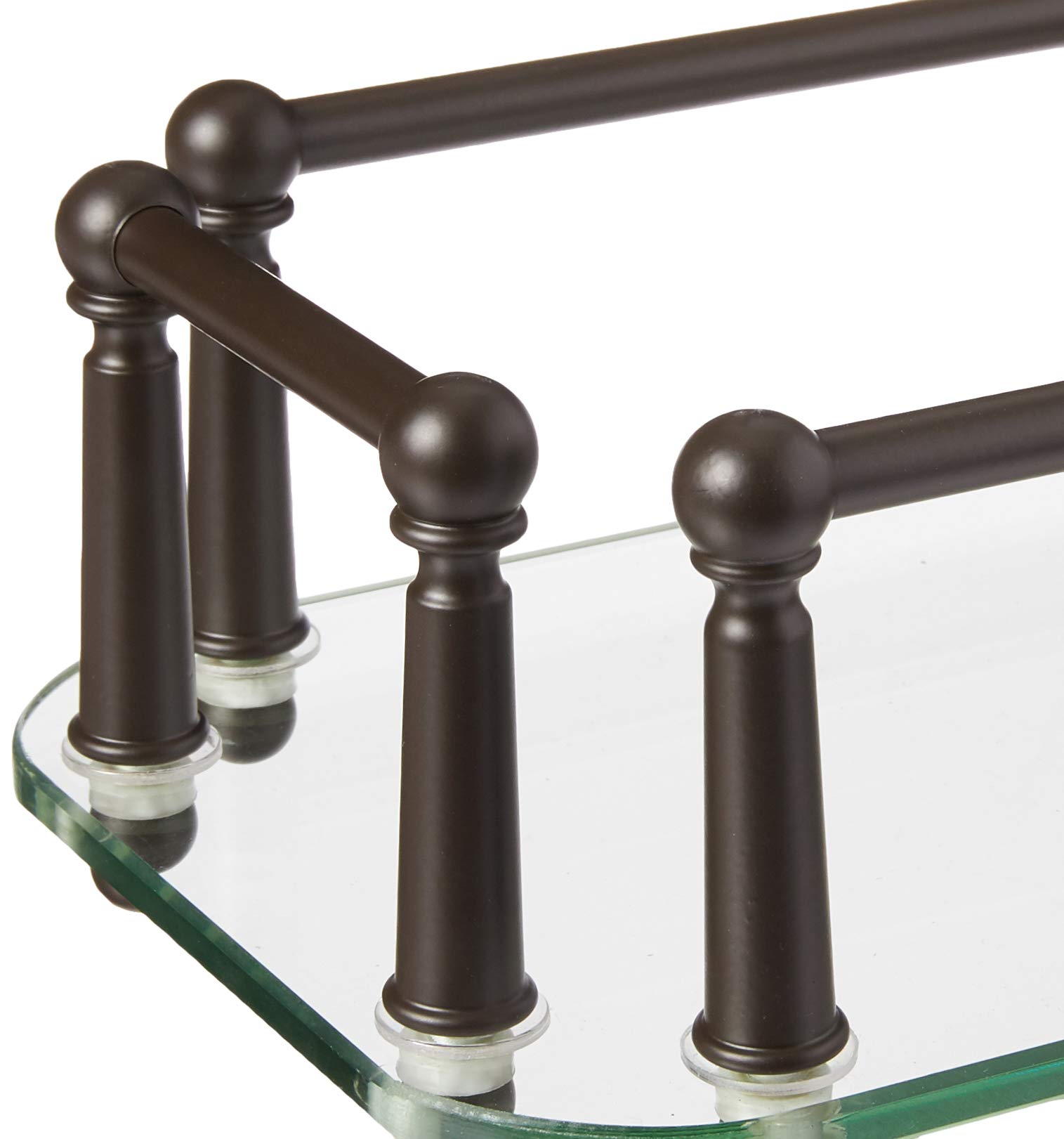 Allied Brass GT-5 Oil Rubbed Bronze Glass Vanity Tray & Guest Towel Holder for Bathroom Countertop Organization | Stylish Bath Accessory for Guest Bathrooms, Powder Rooms & Master Suites