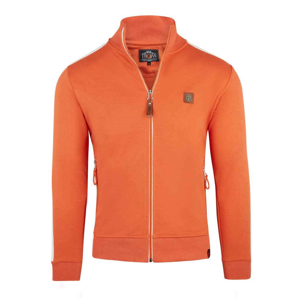 Men's Trojan Records Retro Twin Stripe Track Top Jacket - Vintage Music Inspired Athletic Wear for Running & Casual Street Style