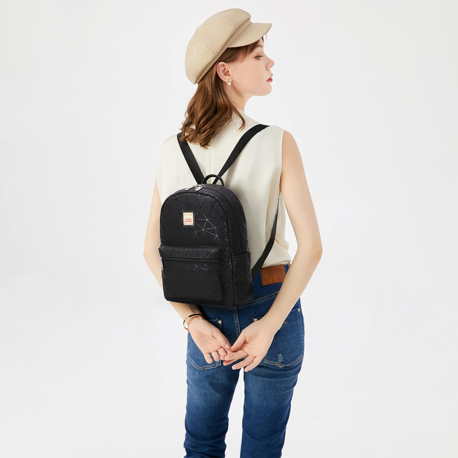 Stylish Black Mini Backpack for Women - 10L Synthetic Leather Small Purse Backpack with Multiple Pockets | Fashion Travel Shoulder Bag for Daily Use, Work, School & Outdoor Activities