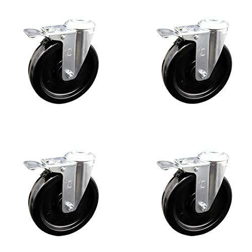 4 Swivel - Total Lock Brakes - Black