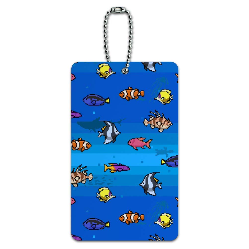 Colorful Pixel Tropical Ocean Fish Design Luggage Tag - Durable Suitcase ID Card Holder for Travel Bags, Backpacks & Carry-Ons - Perfect for Vacation, Cruise & Beach Trips