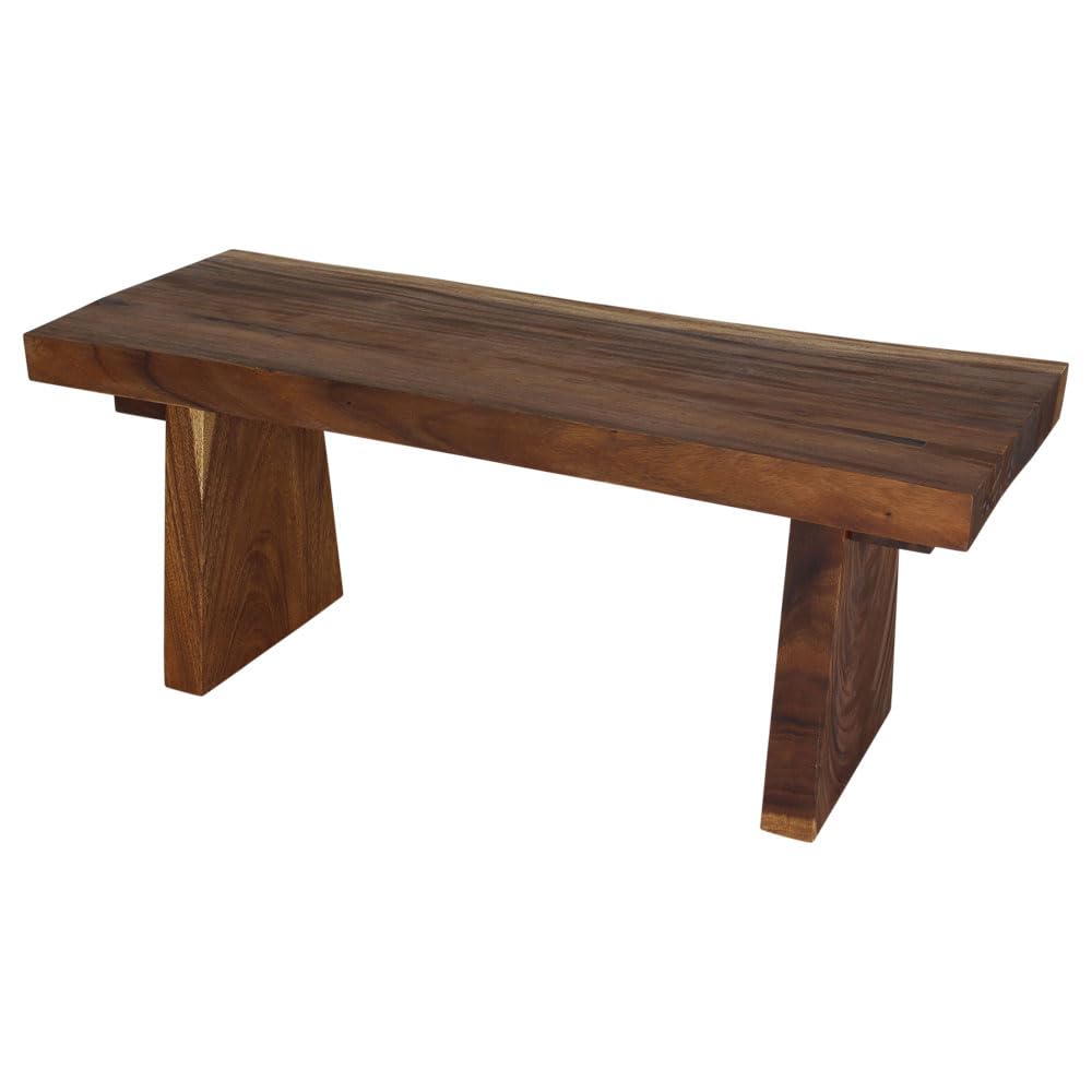 Haussmann® 48 Inch Solid Wood Natural Edge Bench - Walnut Oil Finish, 48