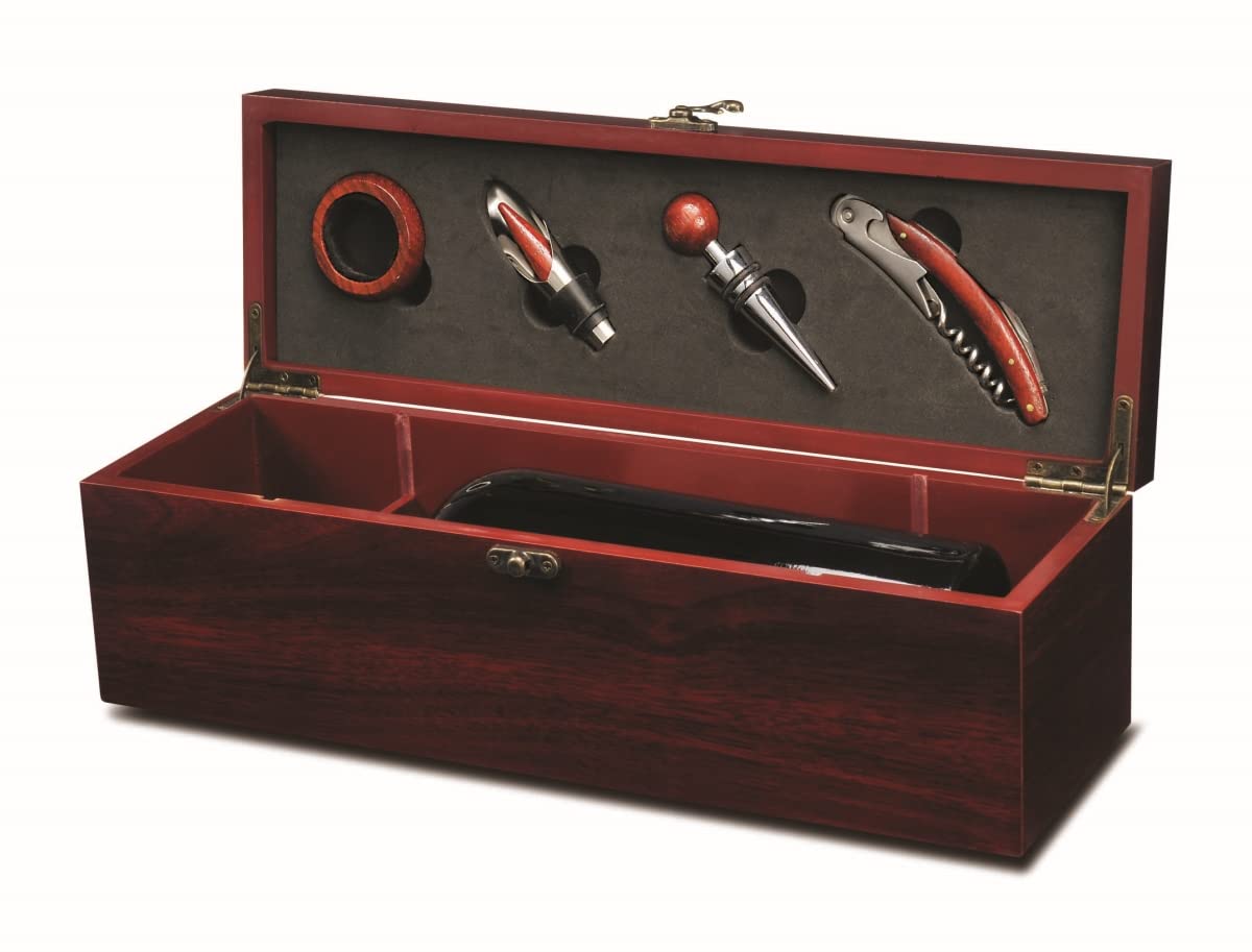 Premium Rectangle Wine Box Set with 4 Essential Tools - Perfect for Wine Storage, Gifting & Home Bar Organization